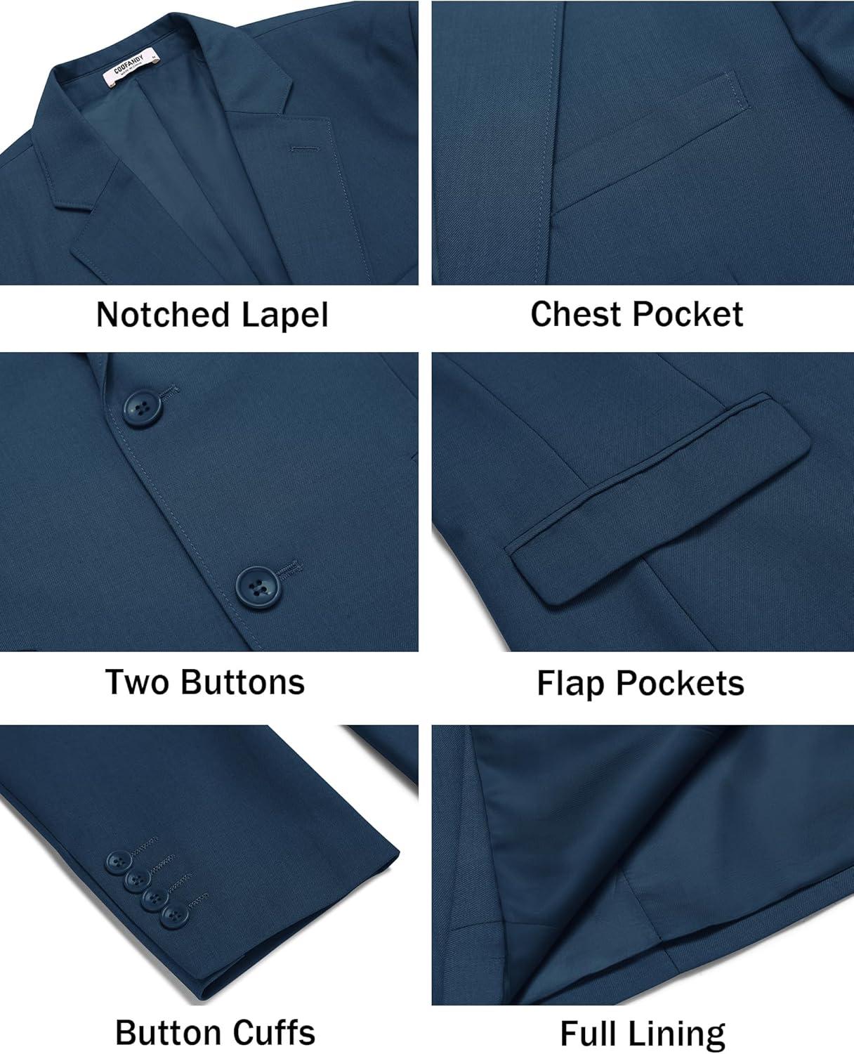 imageCOOFANDY Mens Casual Blazer Lightweight Sport Coats Two Buttons Slim Fit Suit Jacket for Business Wedding DressBlue