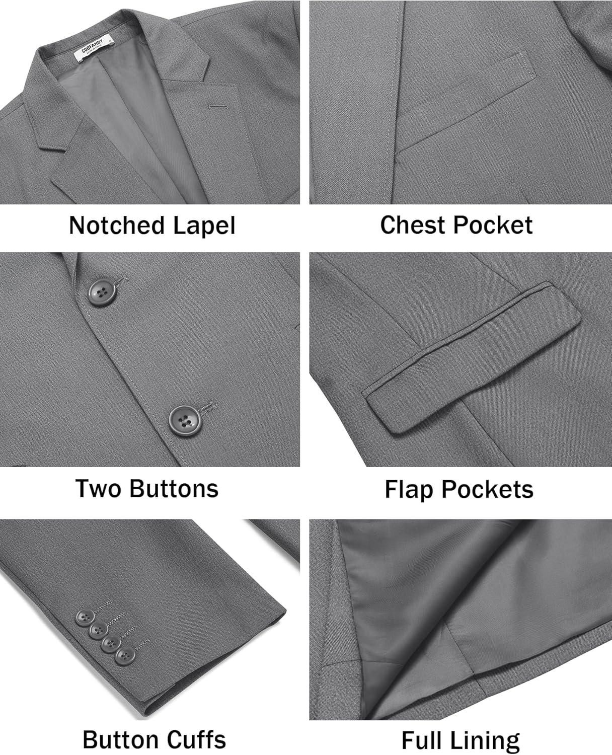 imageCOOFANDY Mens Casual Blazer Lightweight Sport Coats Two Buttons Slim Fit Suit Jacket for Business Wedding DressDark Grey