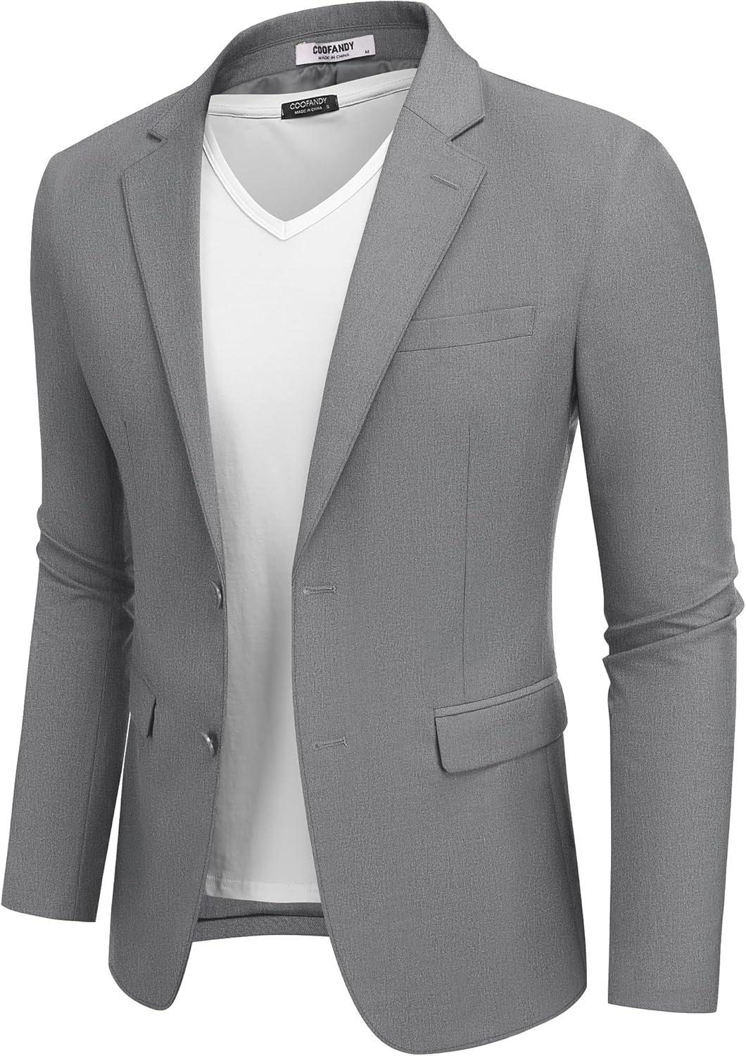 imageCOOFANDY Mens Casual Blazer Lightweight Sport Coats Two Buttons Slim Fit Suit Jacket for Business Wedding DressDark Grey