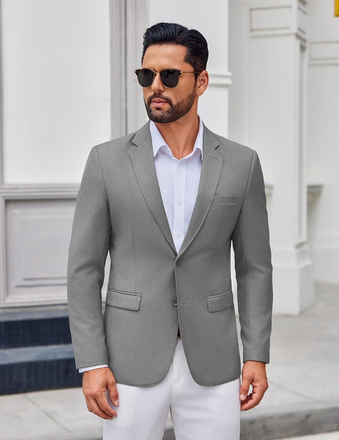 imageCOOFANDY Mens Casual Blazer Lightweight Sport Coats Two Buttons Slim Fit Suit Jacket for Business Wedding DressDark Grey