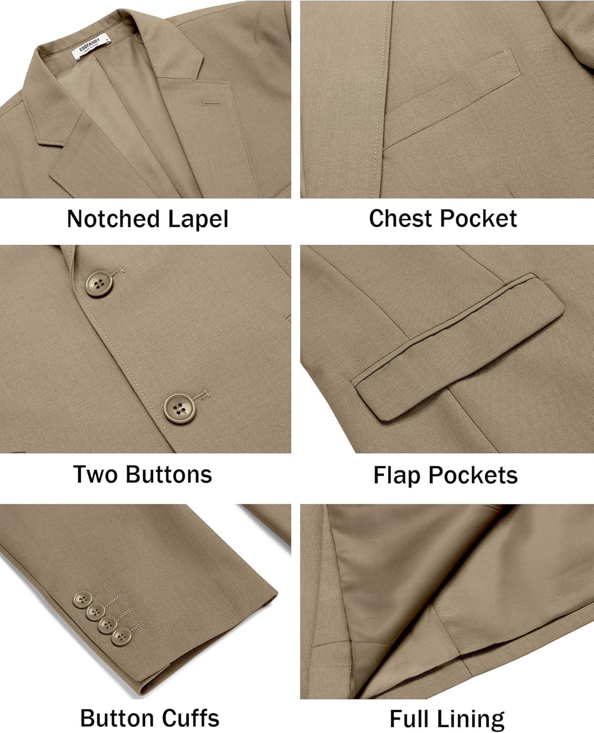 imageCOOFANDY Mens Casual Blazer Lightweight Sport Coats Two Buttons Slim Fit Suit Jacket for Business Wedding DressKhaki