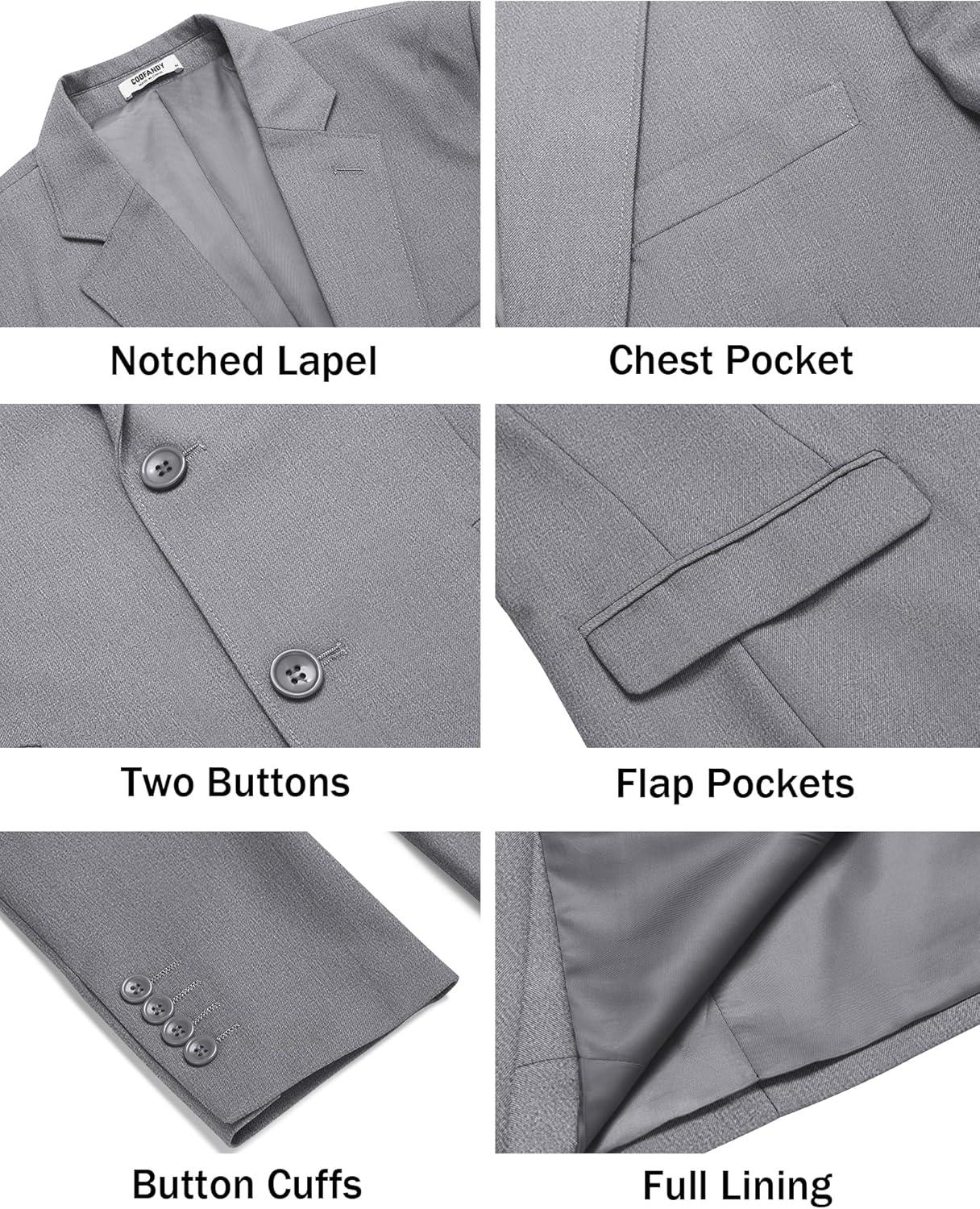 imageCOOFANDY Mens Casual Blazer Lightweight Sport Coats Two Buttons Slim Fit Suit Jacket for Business Wedding DressLight Grey