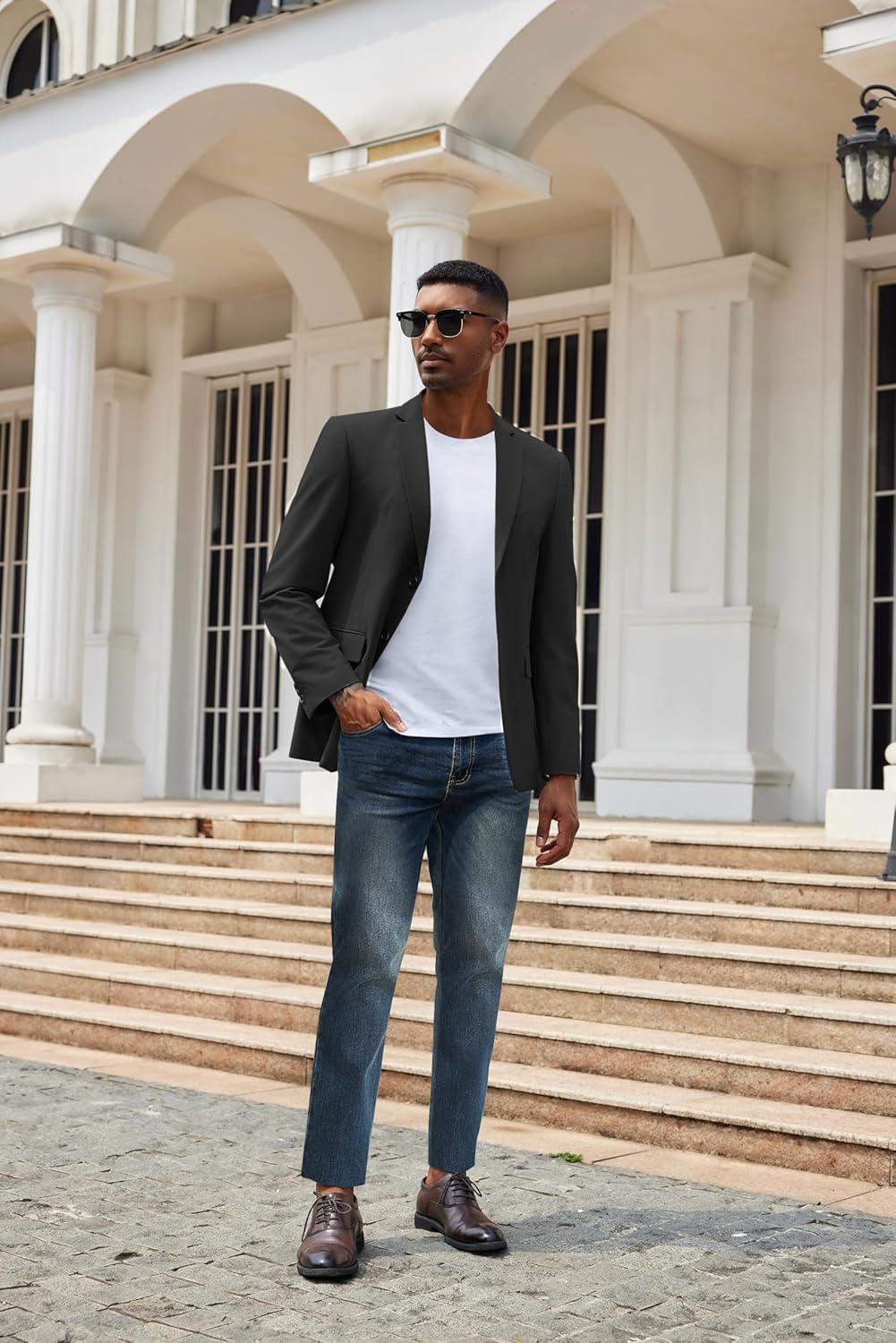 imageCOOFANDY Mens Casual Blazer Lightweight Suit Jacket Slim Fit Sport Coats for MenBlack