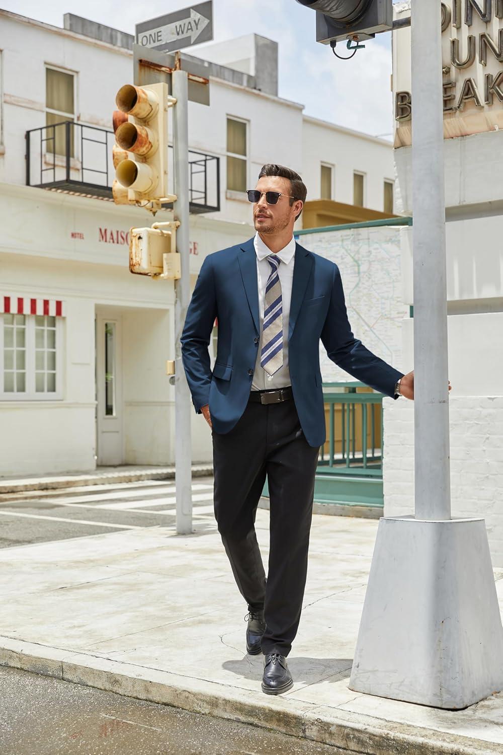 imageCOOFANDY Mens Casual Blazer Lightweight Suit Jacket Slim Fit Sport Coats for MenDark Blue