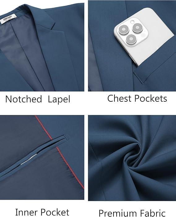 imageCOOFANDY Mens Casual Blazer Lightweight Suit Jacket Slim Fit Sport Coats for MenDark Blue