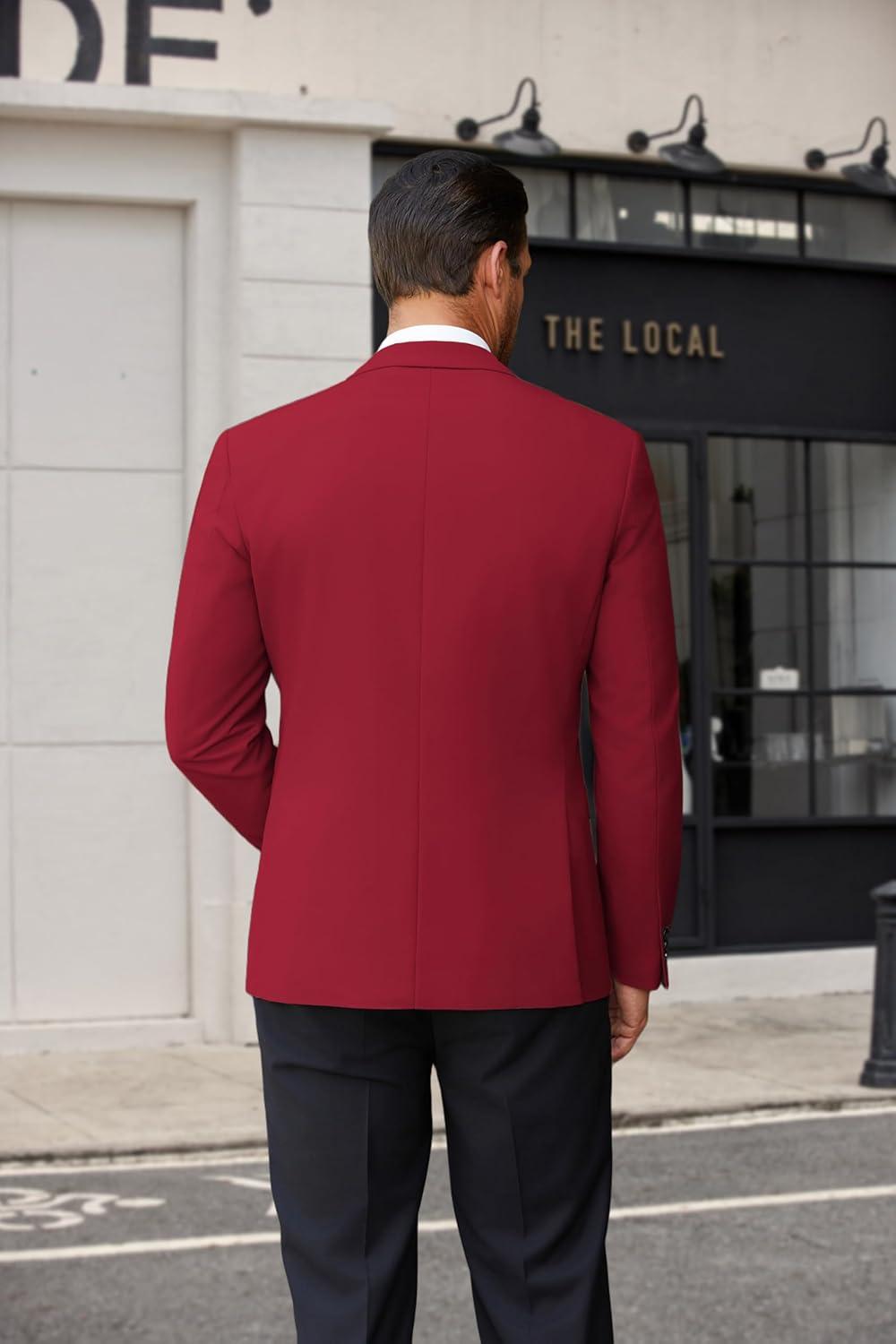 imageCOOFANDY Mens Casual Blazer Lightweight Suit Jacket Slim Fit Sport Coats for MenDark Red