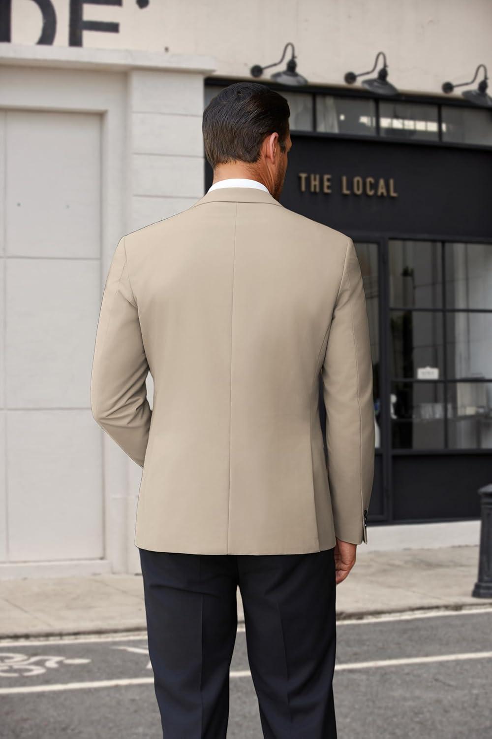 imageCOOFANDY Mens Casual Blazer Lightweight Suit Jacket Slim Fit Sport Coats for MenKhaki