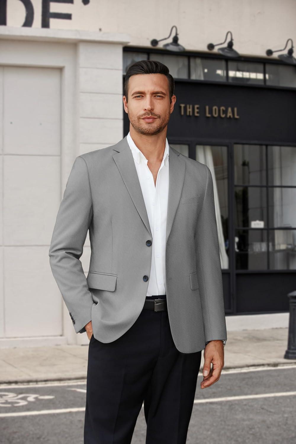 imageCOOFANDY Mens Casual Blazer Lightweight Suit Jacket Slim Fit Sport Coats for MenLight Grey