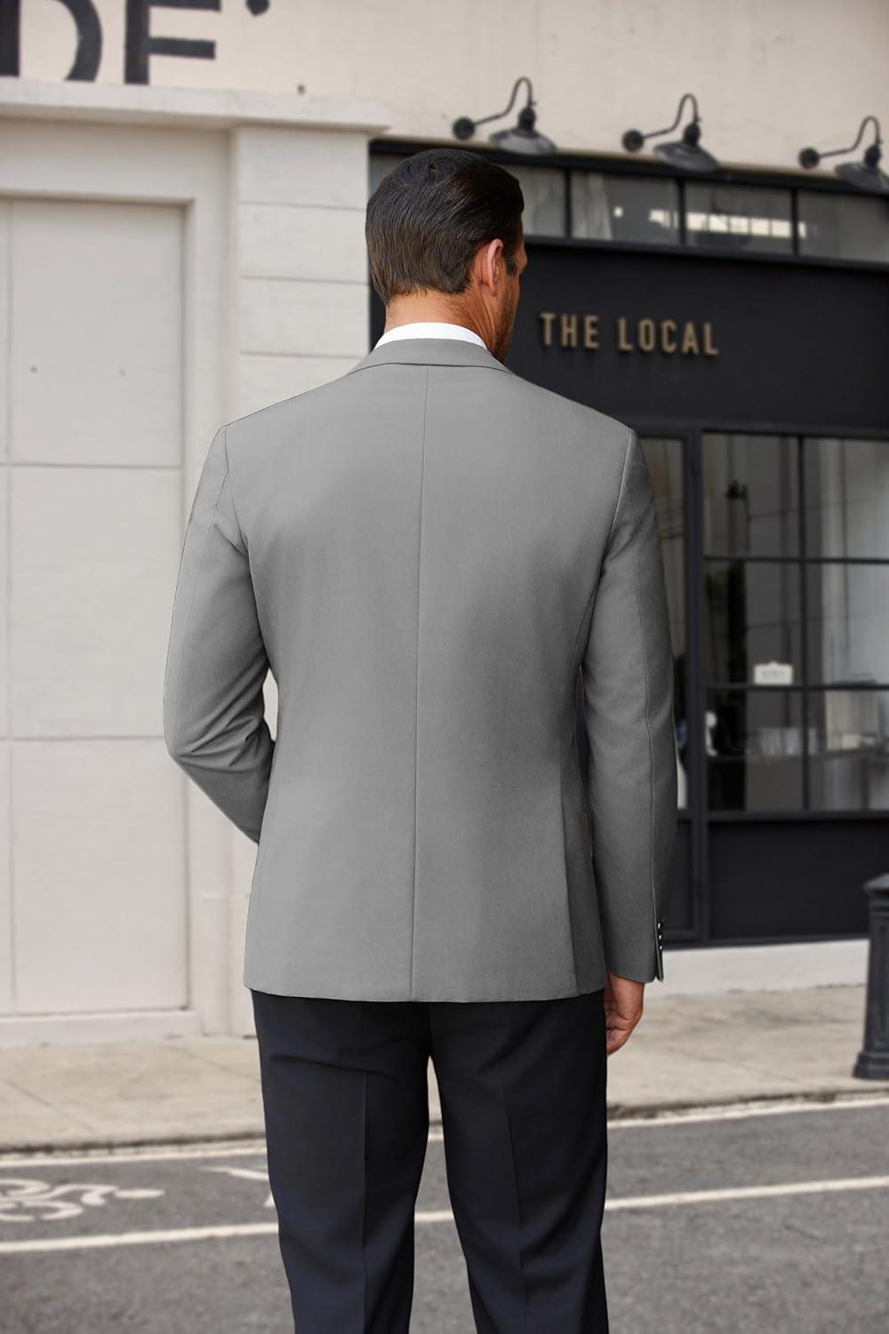 imageCOOFANDY Mens Casual Blazer Lightweight Suit Jacket Slim Fit Sport Coats for MenLight Grey