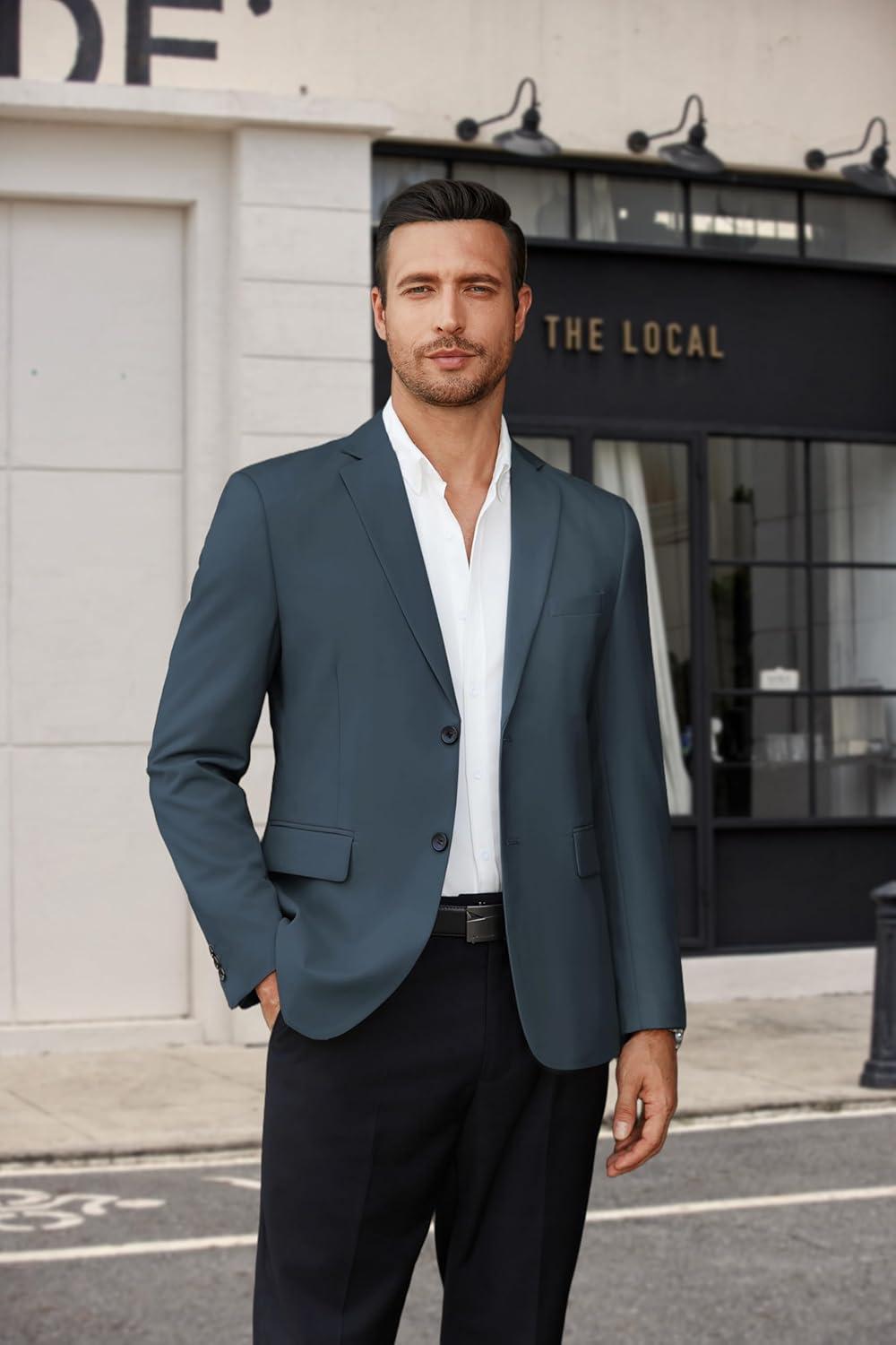 imageCOOFANDY Mens Casual Blazer Lightweight Suit Jacket Slim Fit Sport Coats for MenNavy Blue