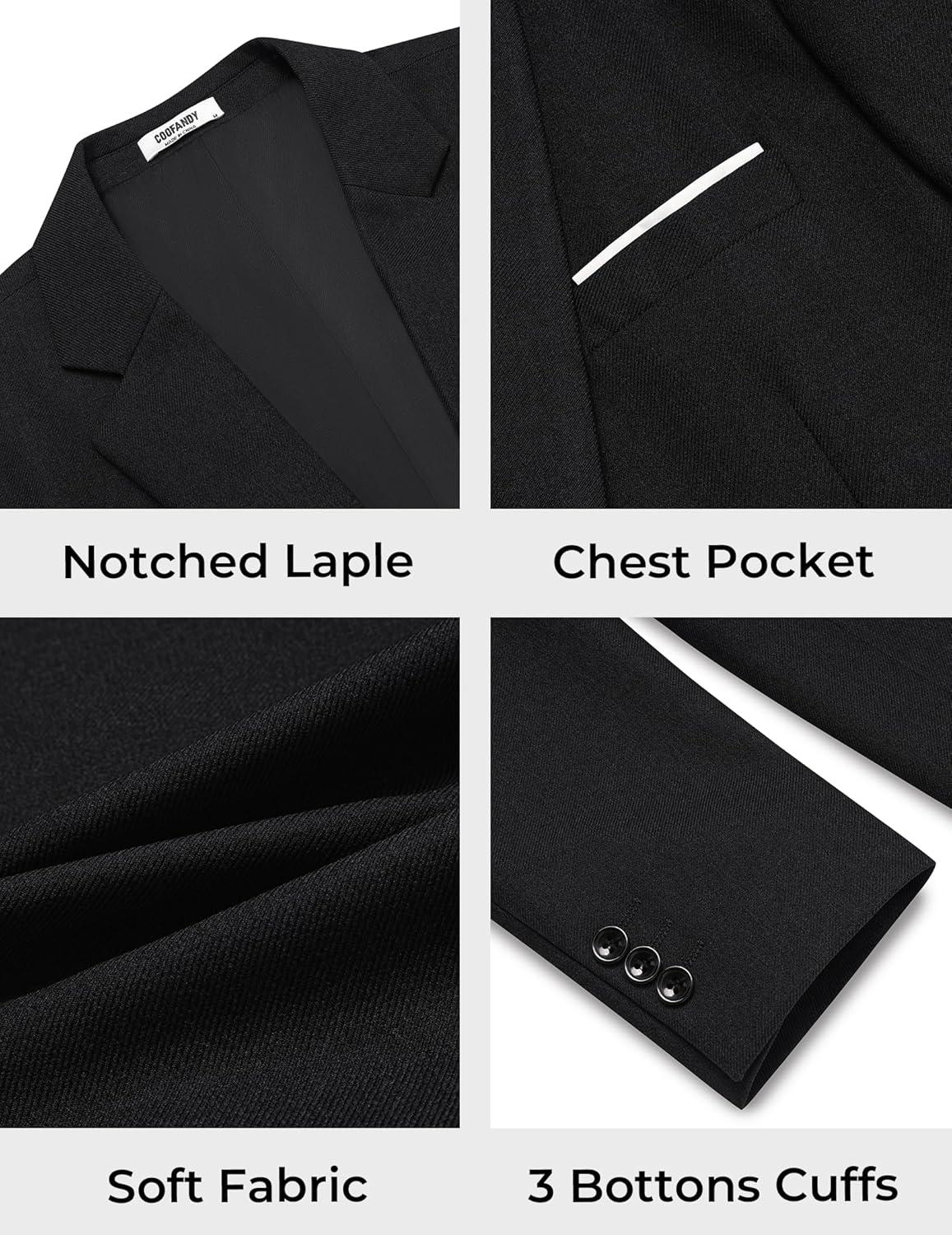 imageCOOFANDY Mens Casual Blazer One Button Sport Coats Lightweight Suit JacketBlack