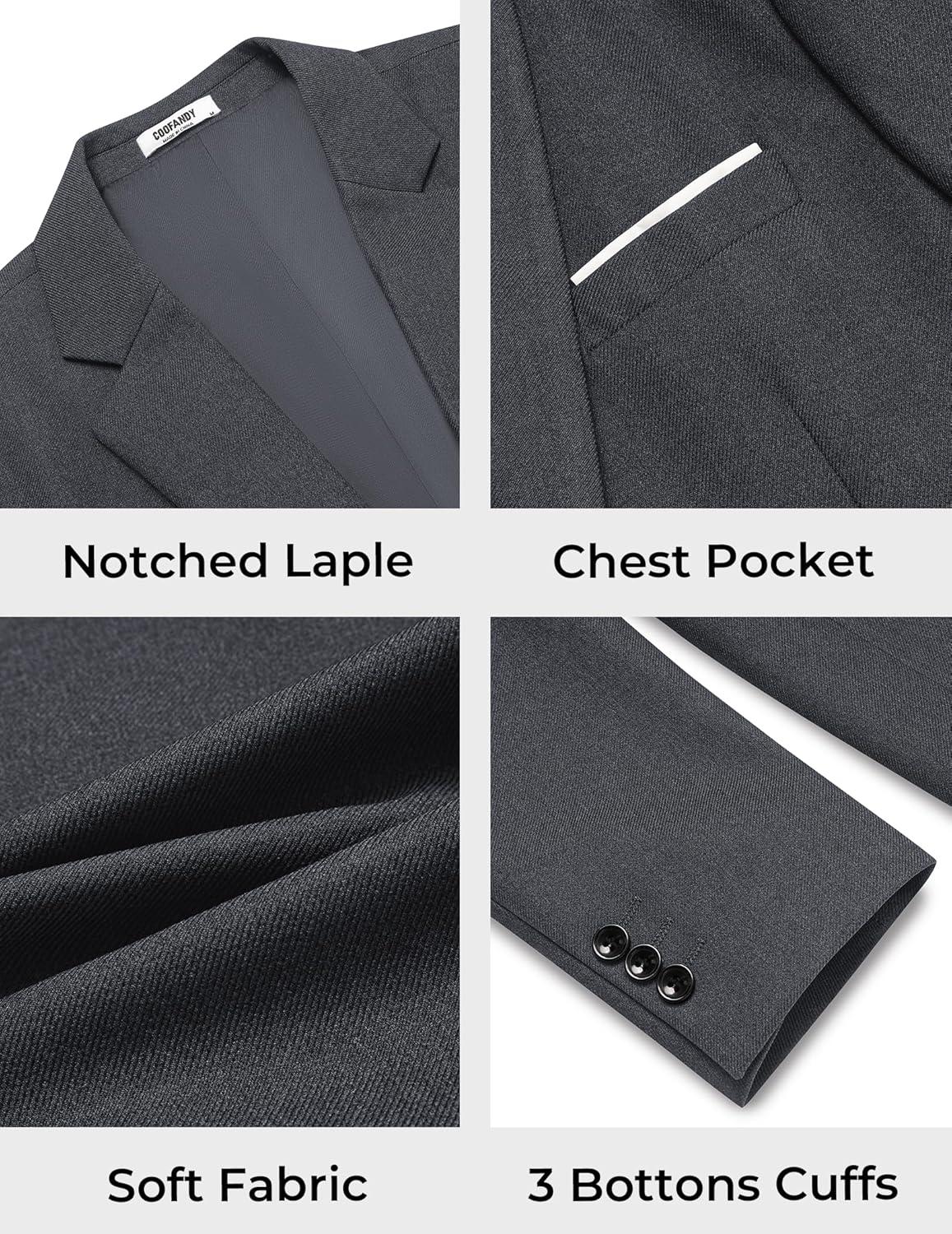 imageCOOFANDY Mens Casual Blazer One Button Sport Coats Lightweight Suit JacketDark Grey