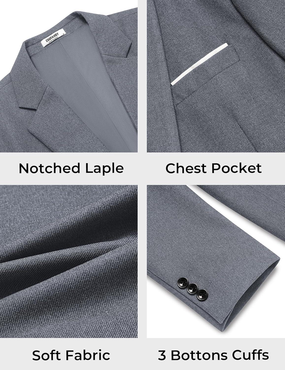 imageCOOFANDY Mens Casual Blazer One Button Sport Coats Lightweight Suit JacketGrey