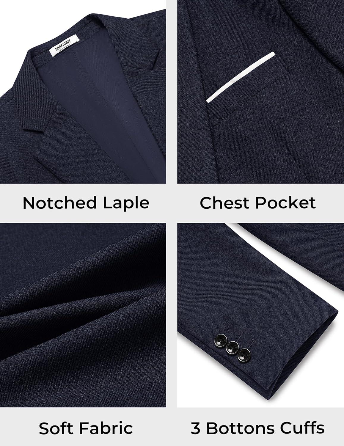 imageCOOFANDY Mens Casual Blazer One Button Sport Coats Lightweight Suit JacketNavy Blue