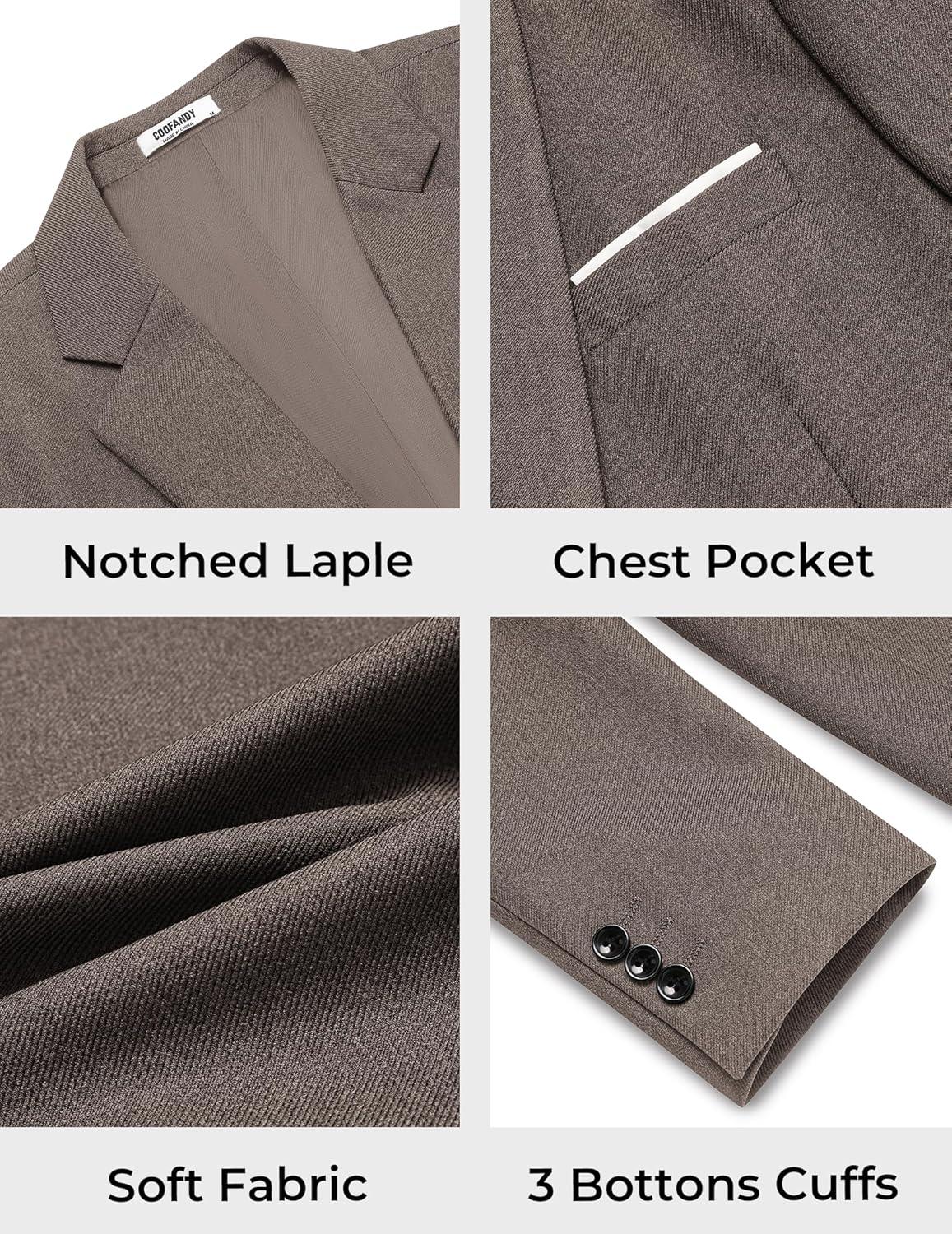 imageCOOFANDY Mens Casual Blazer One Button Sport Coats Lightweight Suit JacketTea Grey