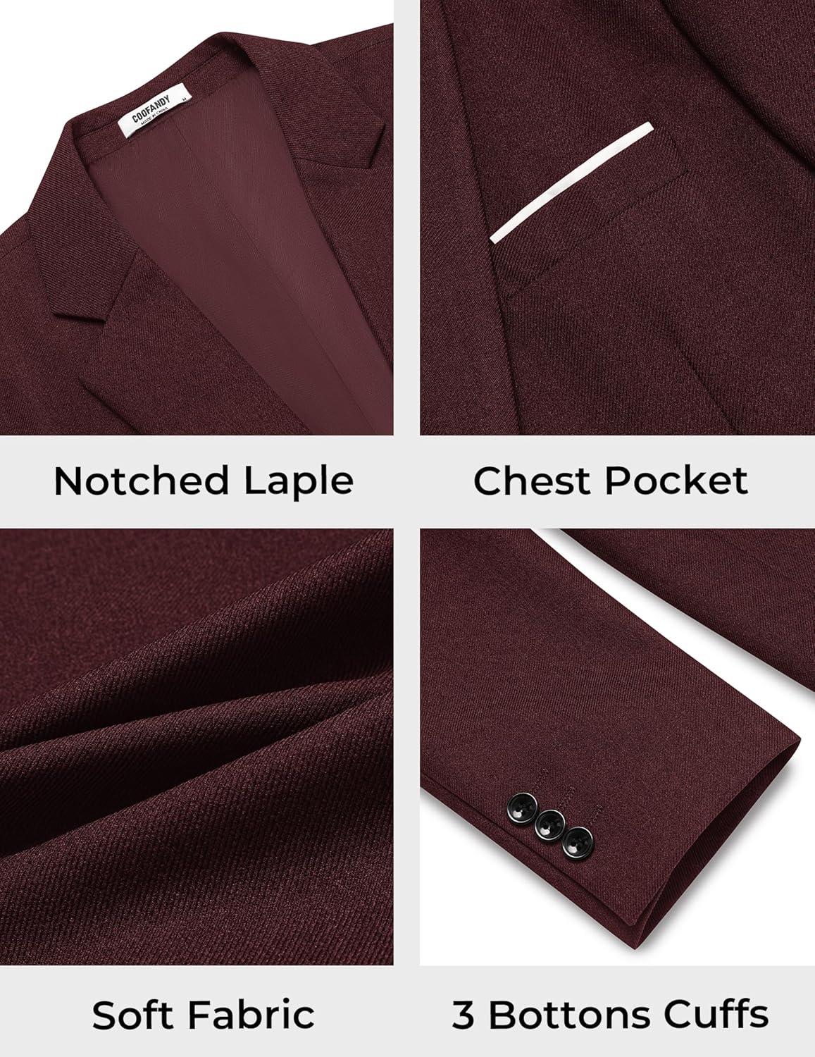 imageCOOFANDY Mens Casual Blazer One Button Sport Coats Lightweight Suit JacketWine Red