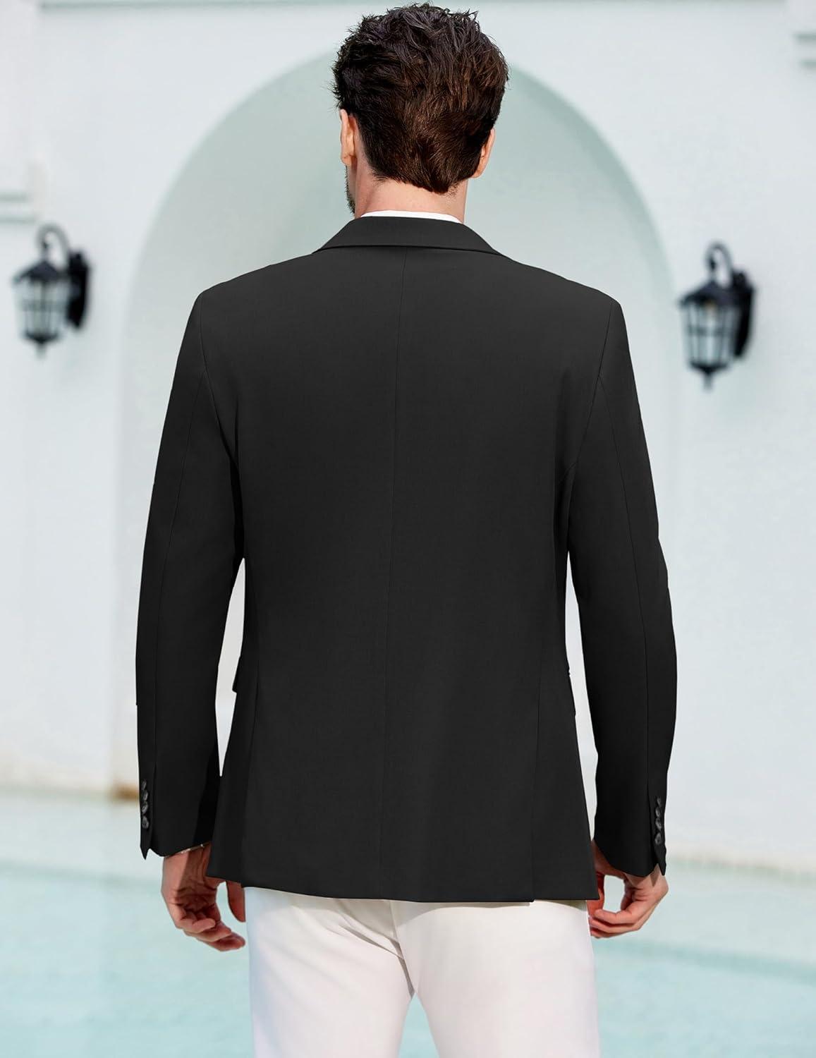 imageCOOFANDY Mens Casual Blazer Regular Fit Lightweight Sport Coats One Button Suit Jacket Dress Blazer JacketsBlack