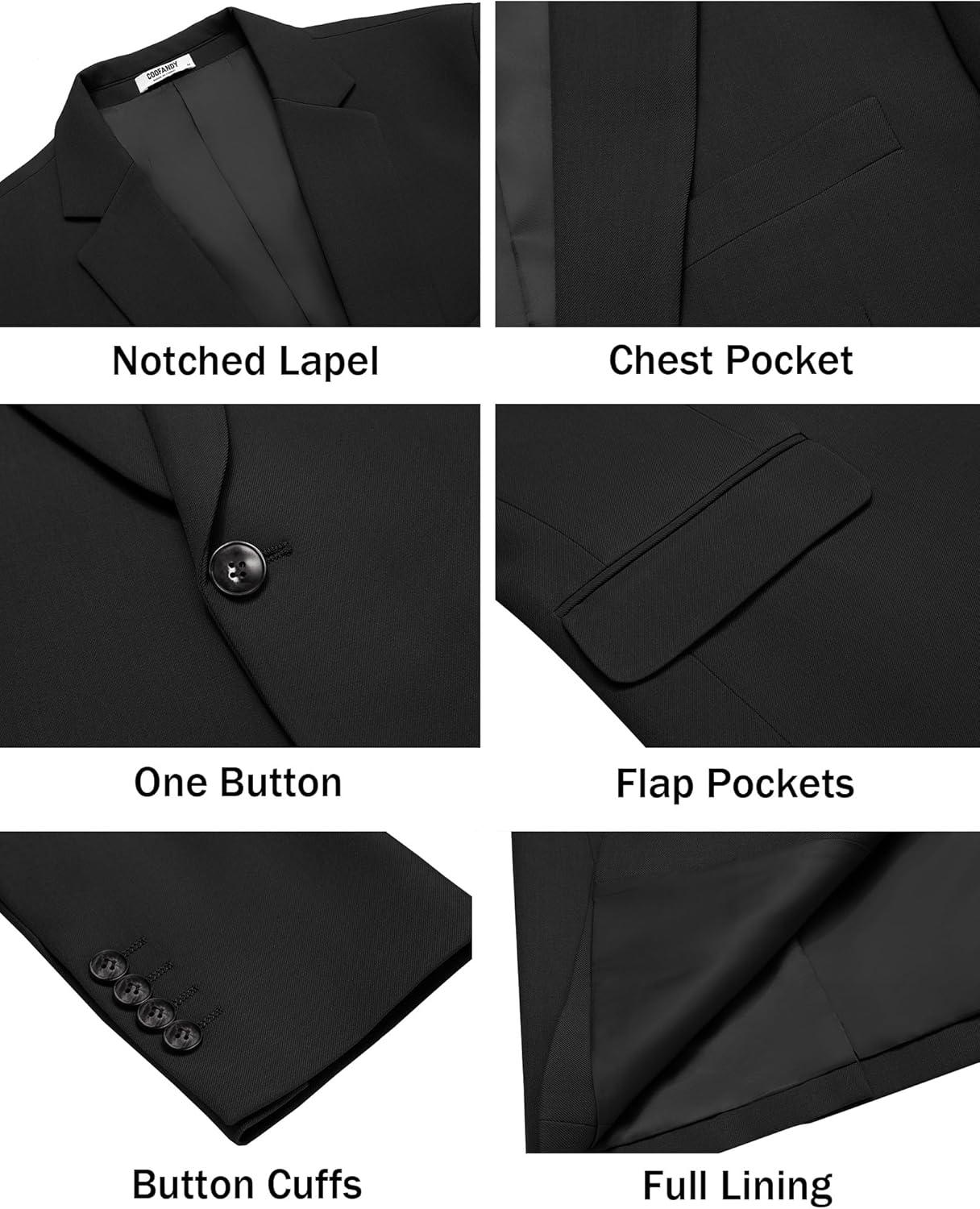 imageCOOFANDY Mens Casual Blazer Regular Fit Lightweight Sport Coats One Button Suit Jacket Dress Blazer JacketsBlack