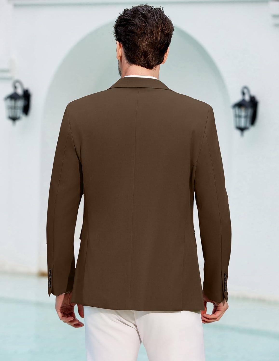 imageCOOFANDY Mens Casual Blazer Regular Fit Lightweight Sport Coats One Button Suit Jacket Dress Blazer JacketsBrown