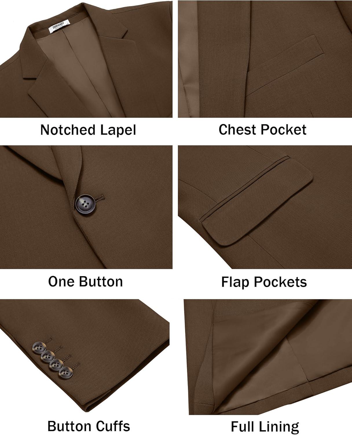 imageCOOFANDY Mens Casual Blazer Regular Fit Lightweight Sport Coats One Button Suit Jacket Dress Blazer JacketsBrown
