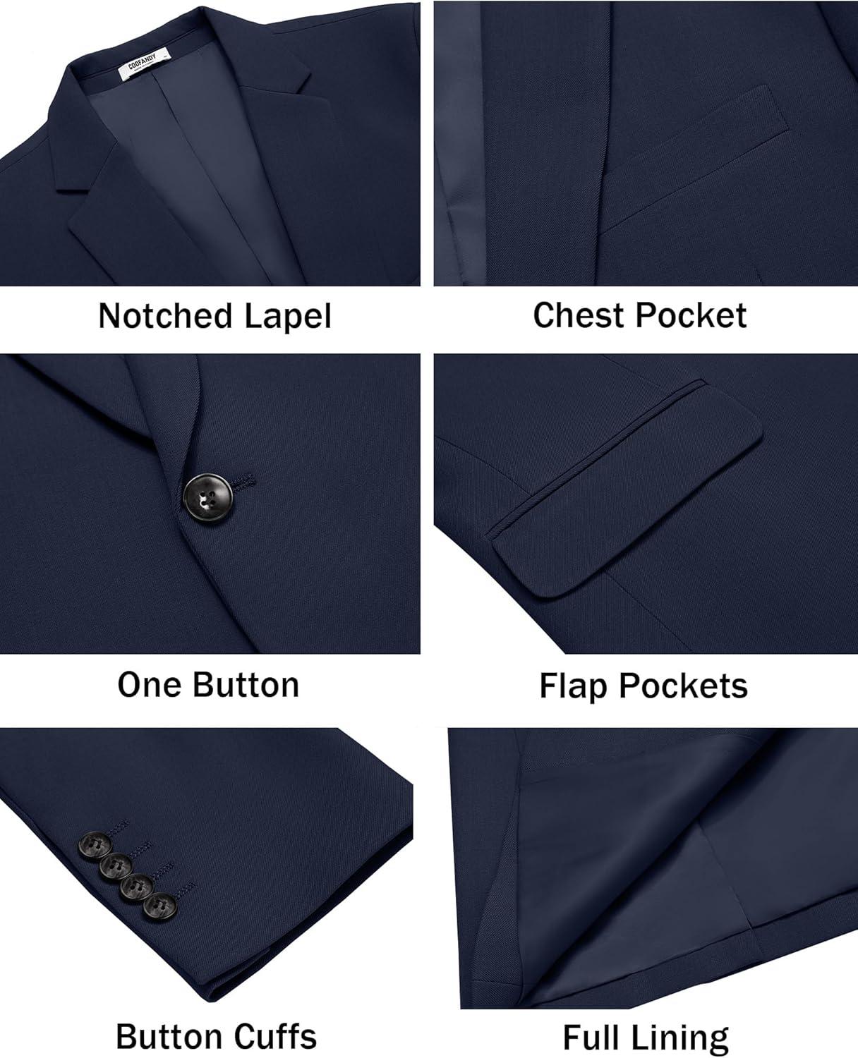 imageCOOFANDY Mens Casual Blazer Regular Fit Lightweight Sport Coats One Button Suit Jacket Dress Blazer JacketsDark Blue
