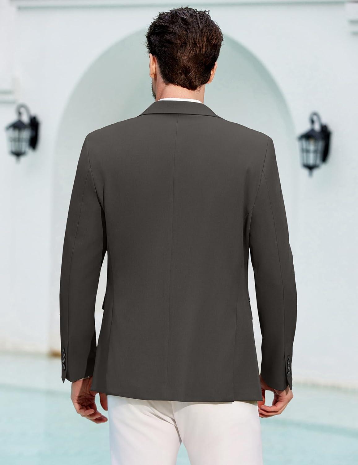 imageCOOFANDY Mens Casual Blazer Regular Fit Lightweight Sport Coats One Button Suit Jacket Dress Blazer JacketsDark Gray