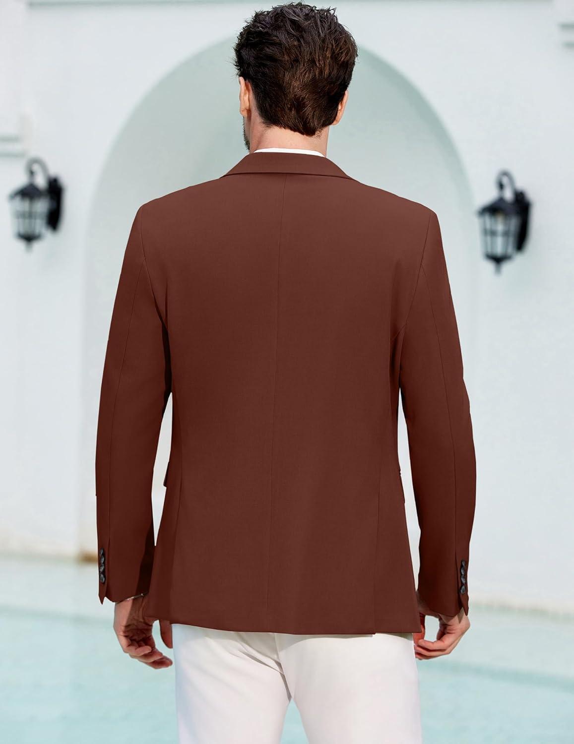 imageCOOFANDY Mens Casual Blazer Regular Fit Lightweight Sport Coats One Button Suit Jacket Dress Blazer JacketsDark Red