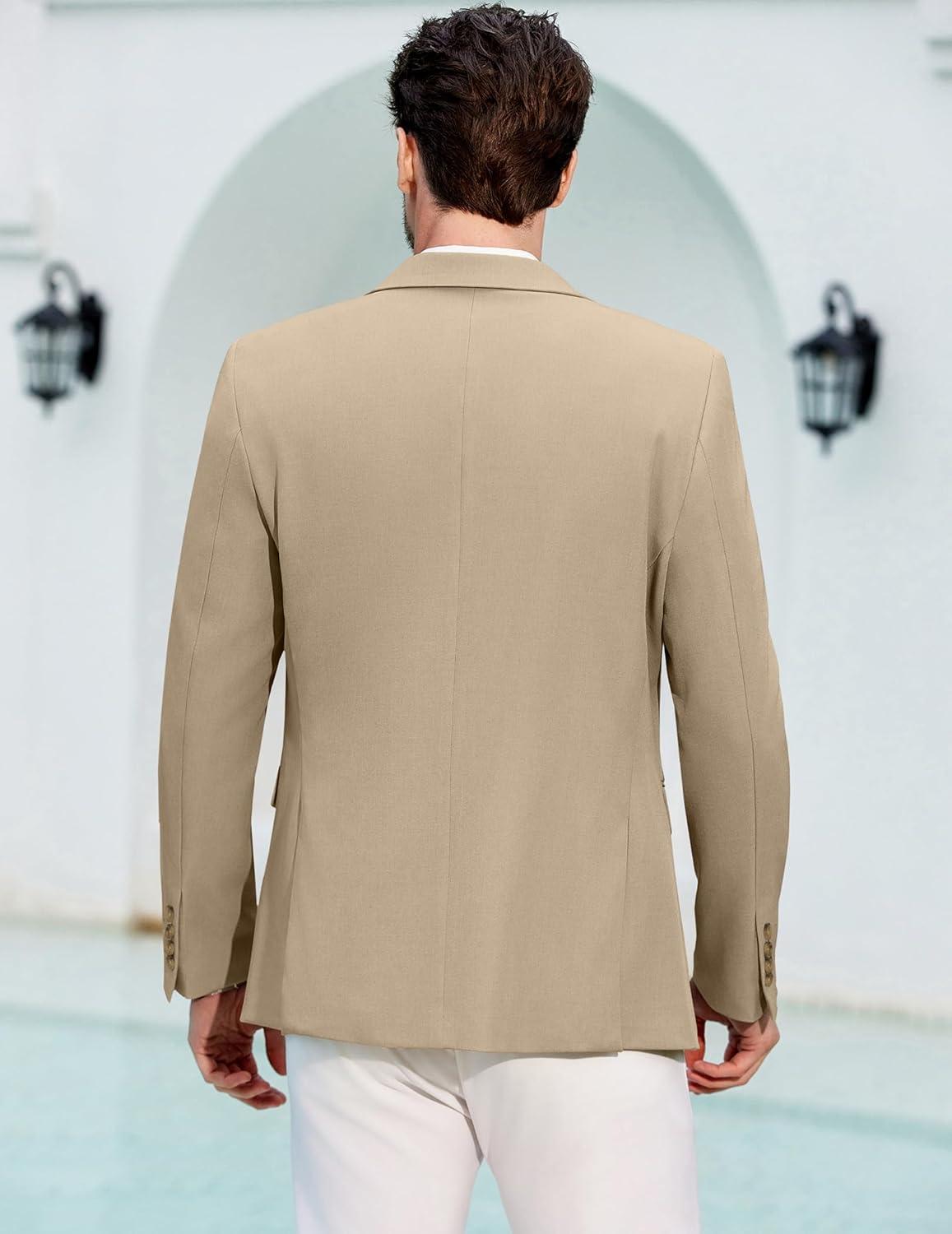 imageCOOFANDY Mens Casual Blazer Regular Fit Lightweight Sport Coats One Button Suit Jacket Dress Blazer JacketsLight Khaki