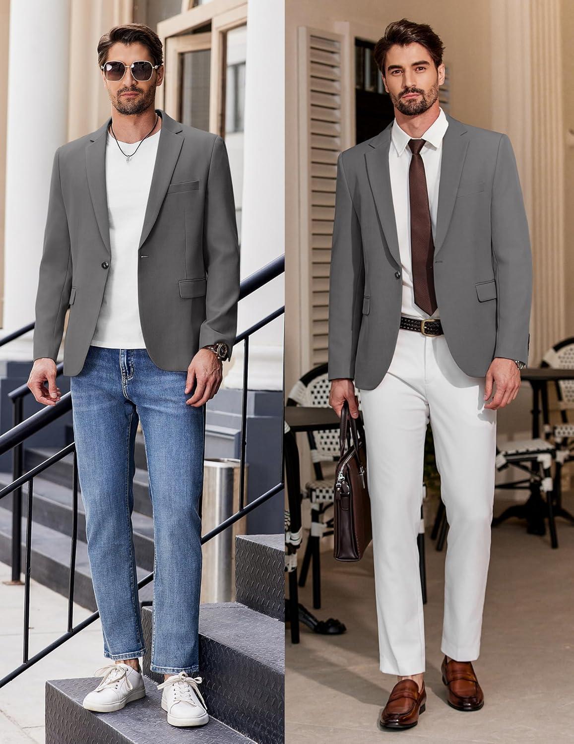 imageCOOFANDY Mens Casual Blazer Regular Fit Lightweight Sport Coats One Button Suit Jacket Dress Blazer JacketsMedium Gray