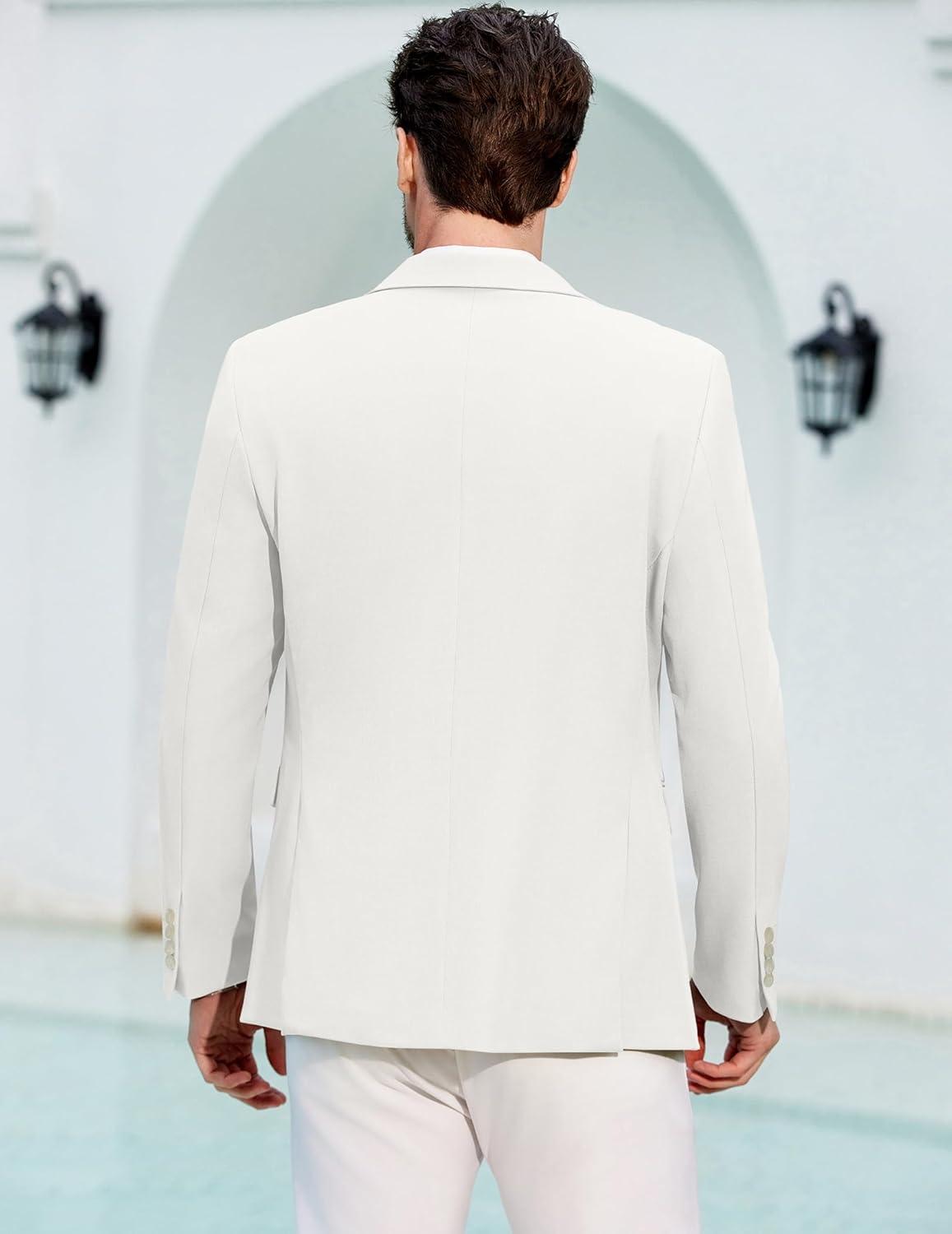 imageCOOFANDY Mens Casual Blazer Regular Fit Lightweight Sport Coats One Button Suit Jacket Dress Blazer JacketsWhite