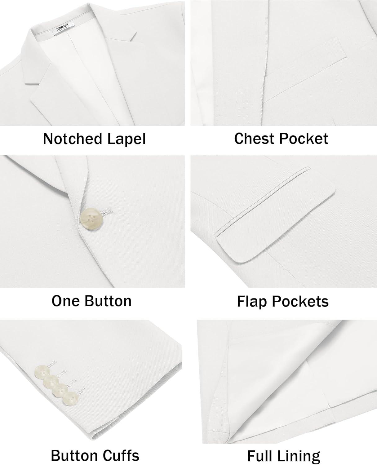 imageCOOFANDY Mens Casual Blazer Regular Fit Lightweight Sport Coats One Button Suit Jacket Dress Blazer JacketsWhite