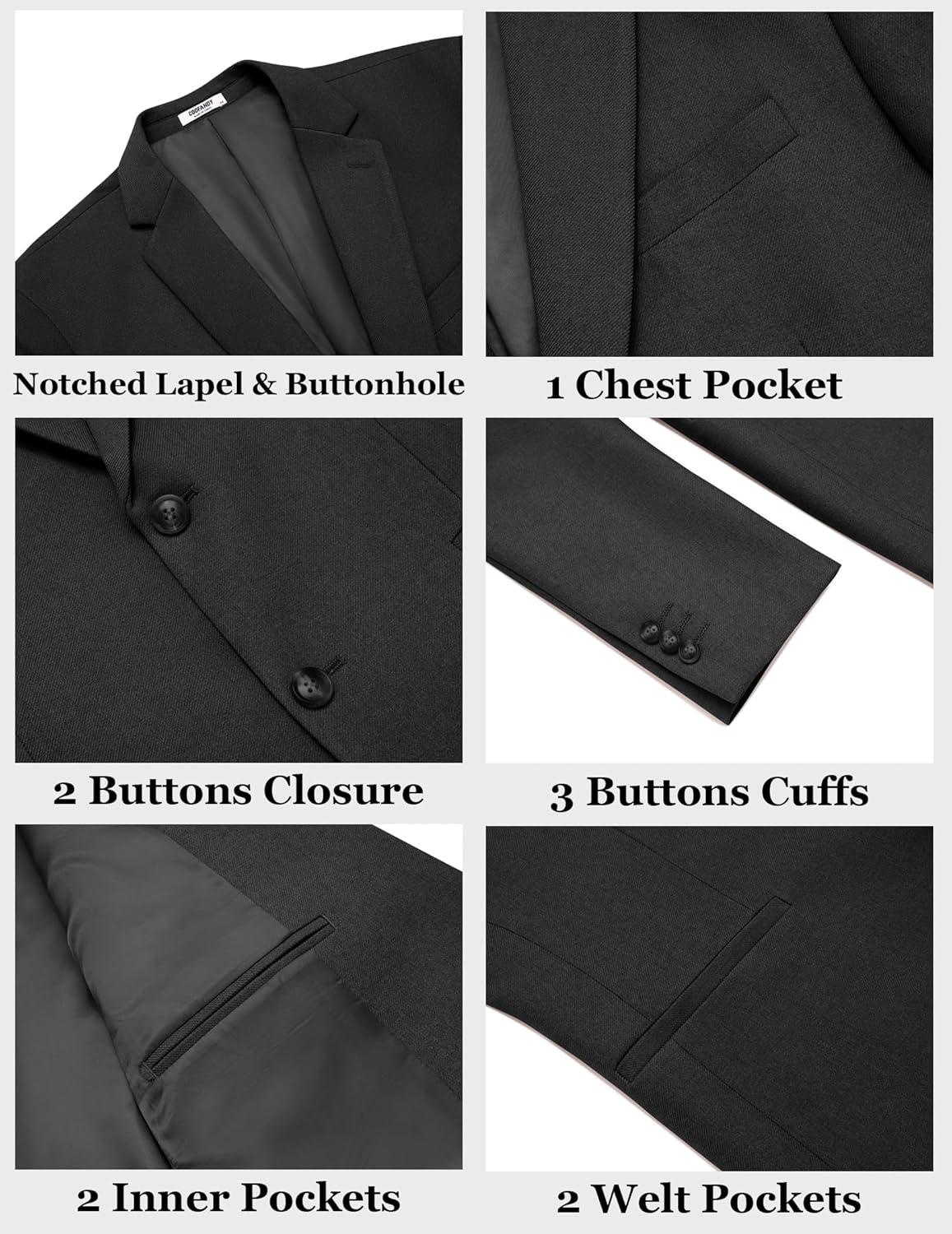 imageCOOFANDY Mens Casual Blazer Regular Fit Sport Coat Lightweight Two Buttons Suit JacketBlack