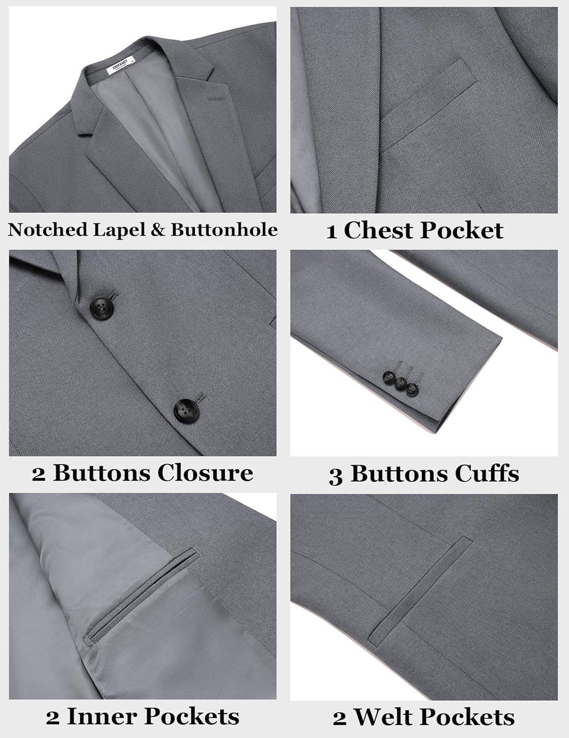 imageCOOFANDY Mens Casual Blazer Regular Fit Sport Coat Lightweight Two Buttons Suit JacketGrey