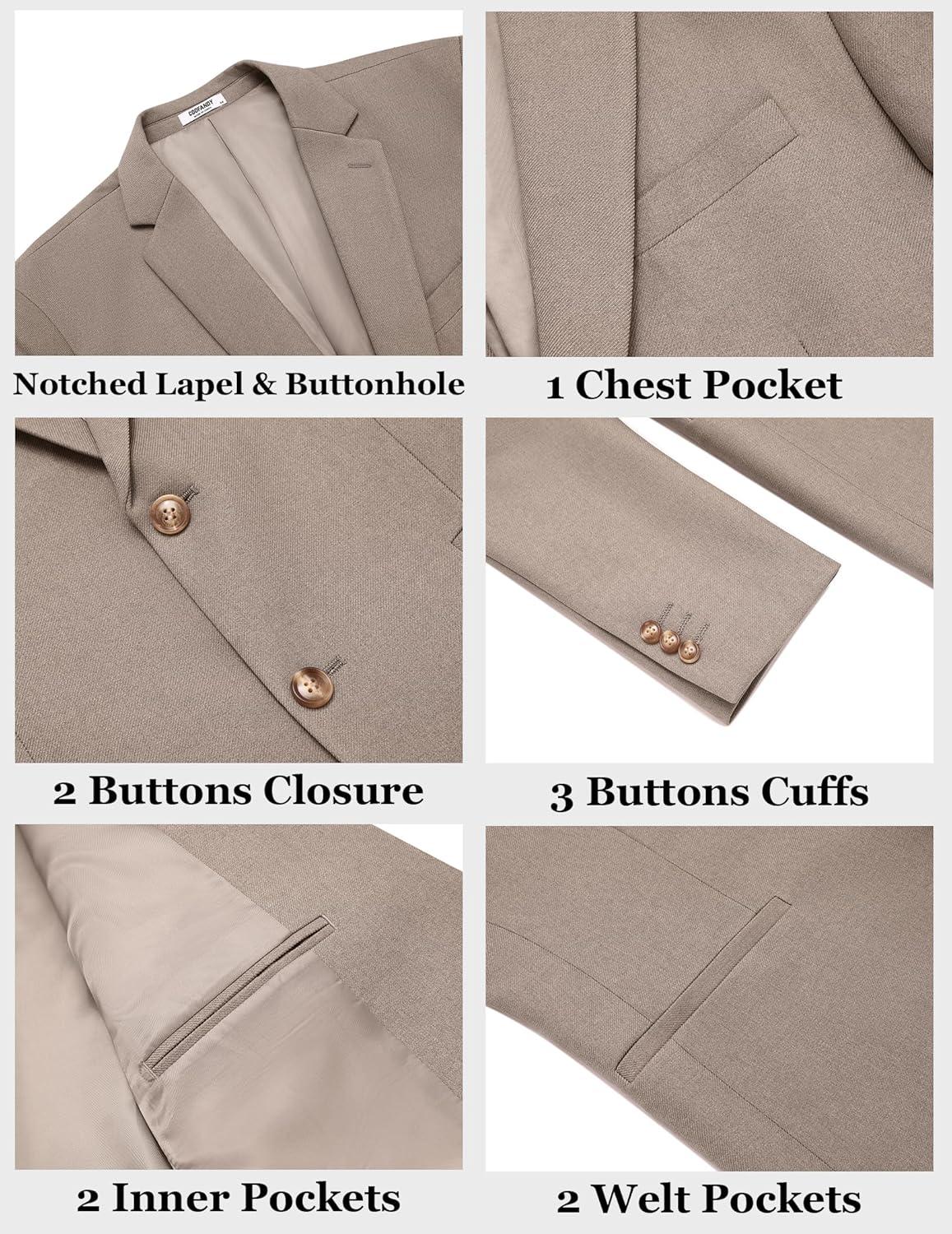 imageCOOFANDY Mens Casual Blazer Regular Fit Sport Coat Lightweight Two Buttons Suit JacketKhaki