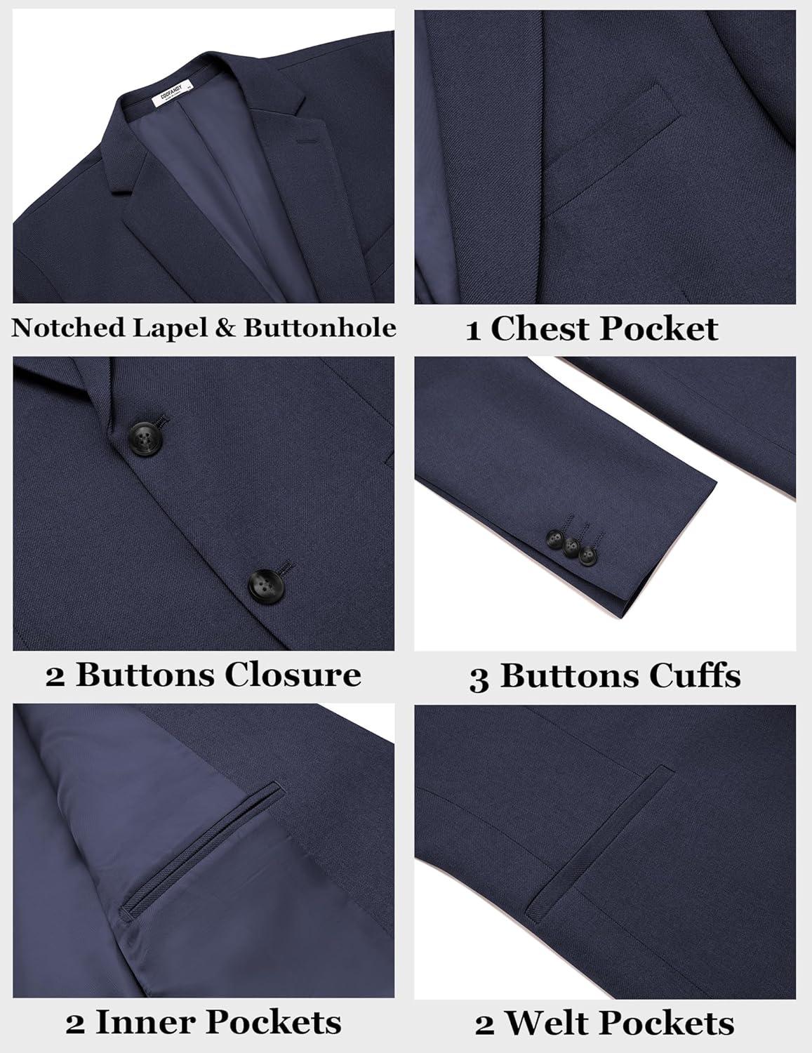 imageCOOFANDY Mens Casual Blazer Regular Fit Sport Coat Lightweight Two Buttons Suit JacketNavy Blue