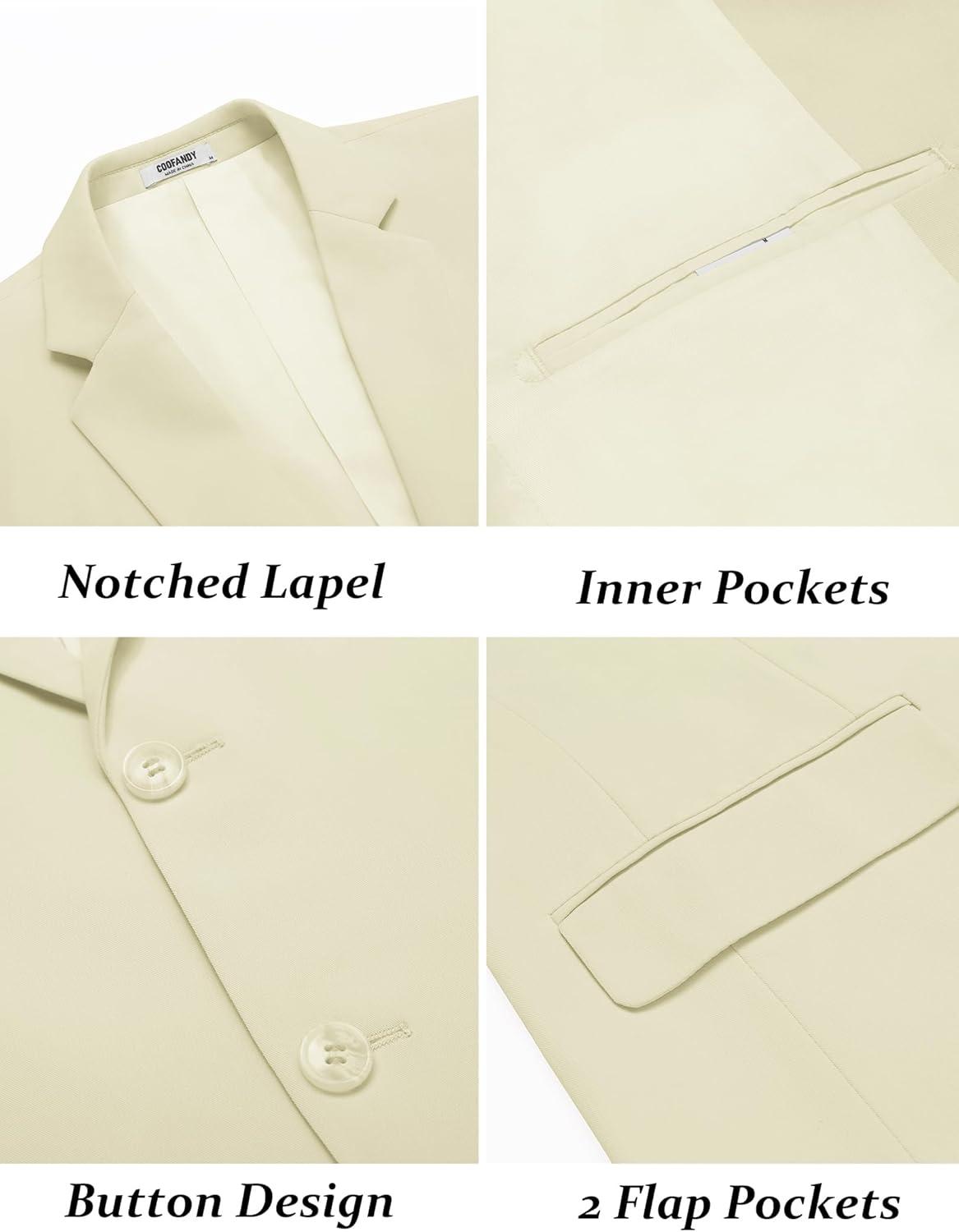 imageCOOFANDY Mens Casual Blazer Slim Fit Suit Jacket Two Button Lightweight Sport CoatBeige