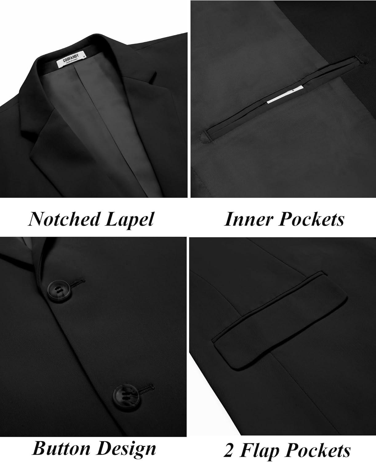 imageCOOFANDY Mens Casual Blazer Slim Fit Suit Jacket Two Button Lightweight Sport CoatBlack