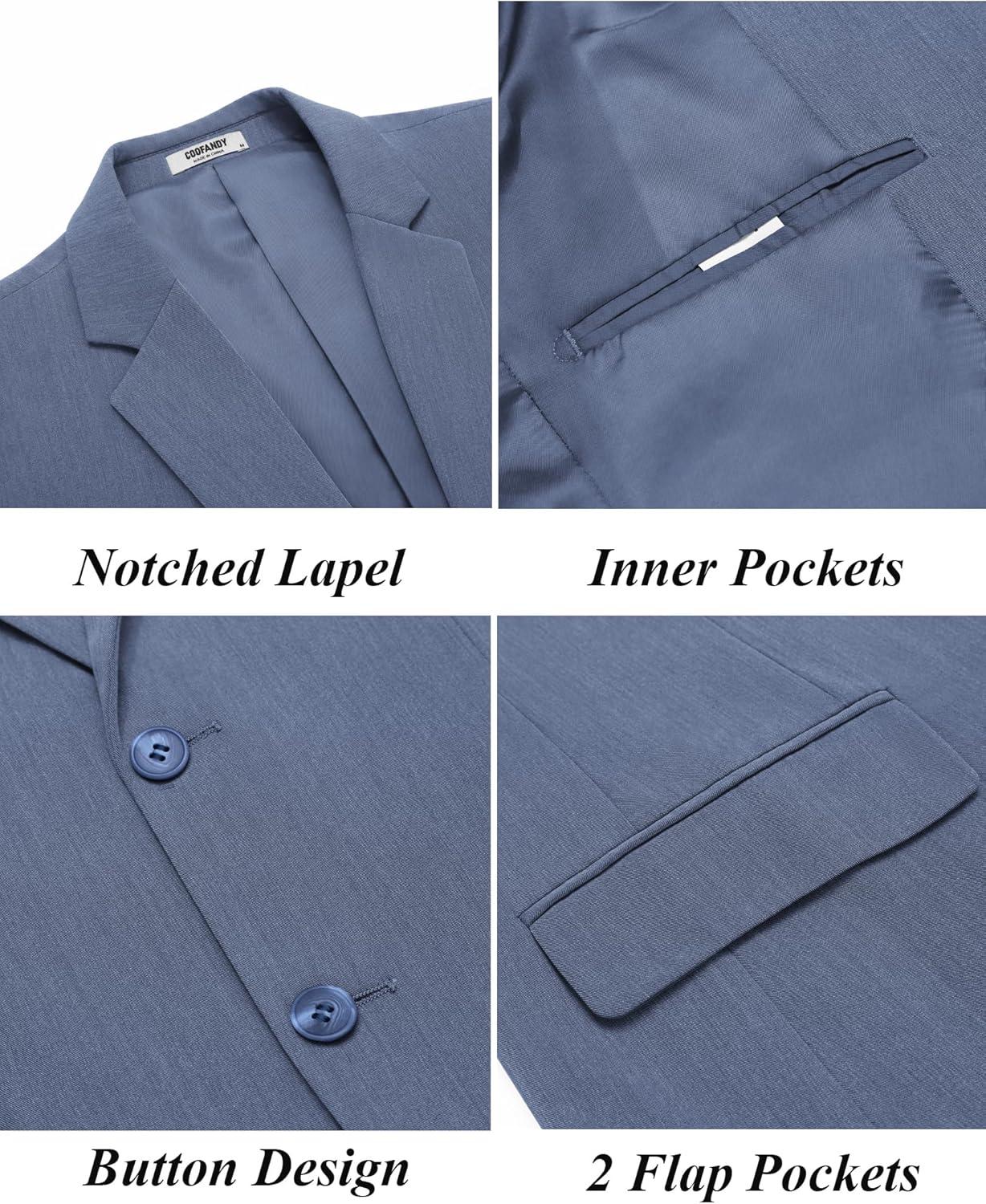 imageCOOFANDY Mens Casual Blazer Slim Fit Suit Jacket Two Button Lightweight Sport CoatBlue