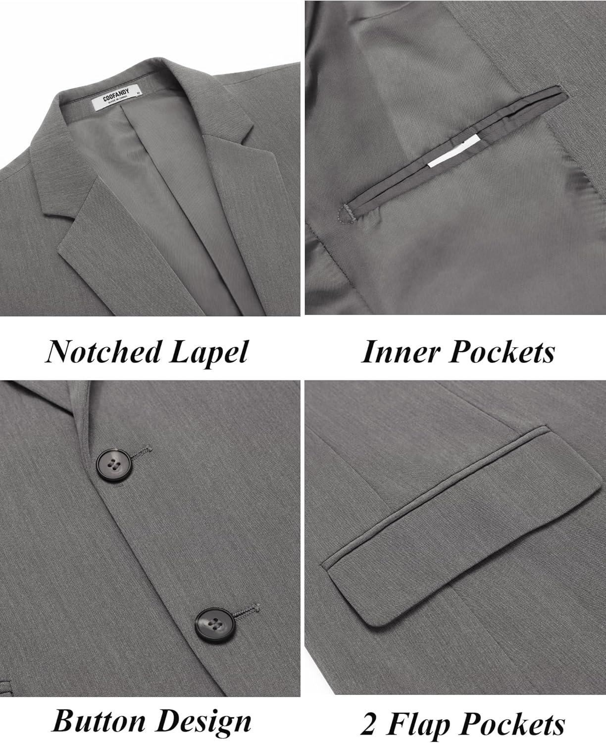 imageCOOFANDY Mens Casual Blazer Slim Fit Suit Jacket Two Button Lightweight Sport CoatDark Gray