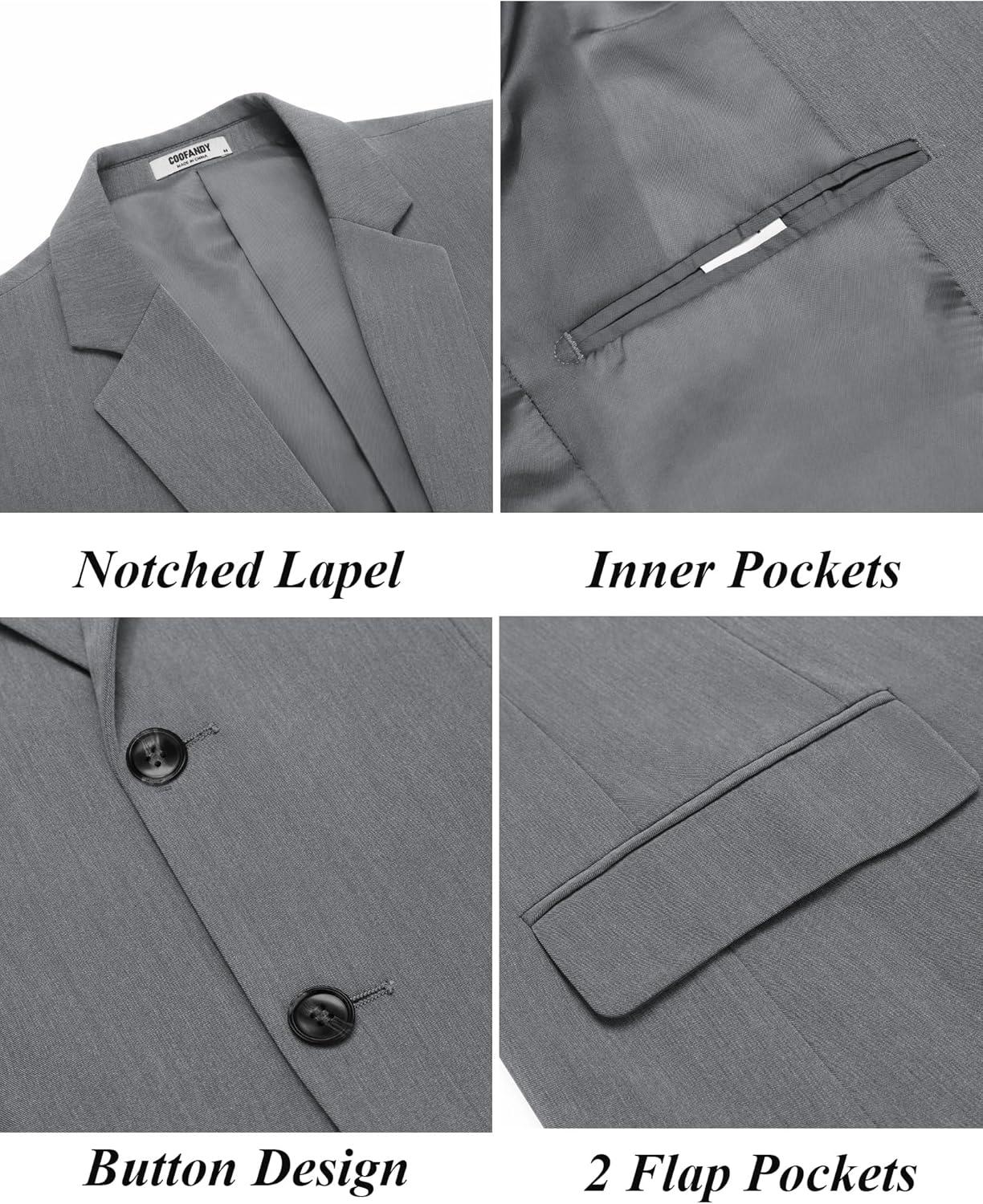imageCOOFANDY Mens Casual Blazer Slim Fit Suit Jacket Two Button Lightweight Sport CoatGray
