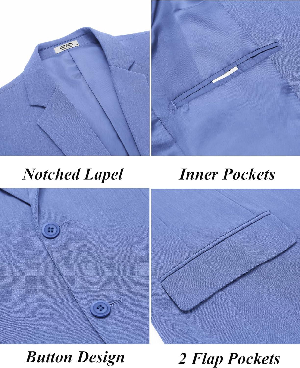 imageCOOFANDY Mens Casual Blazer Slim Fit Suit Jacket Two Button Lightweight Sport CoatLight Royal Blue