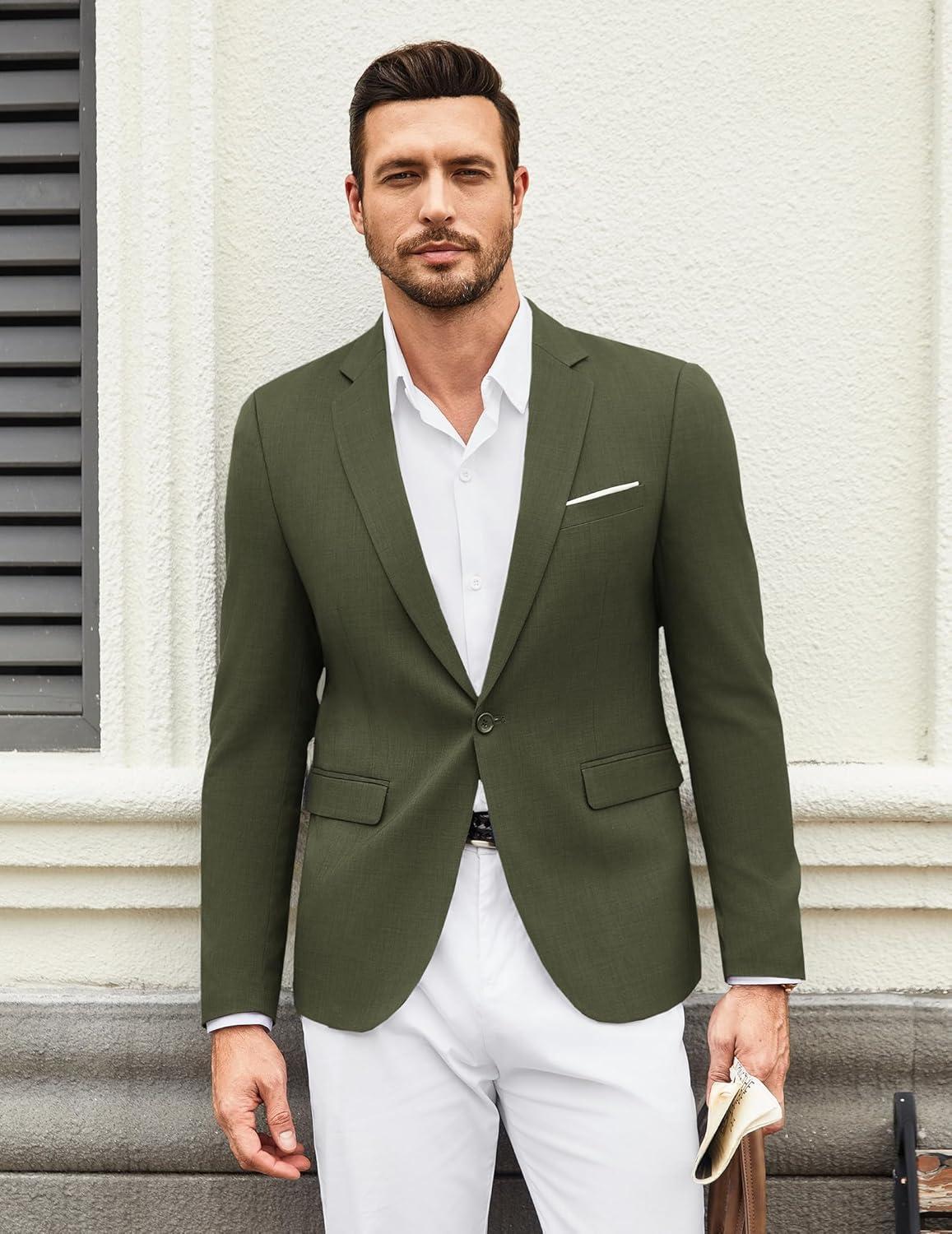 imageCOOFANDY Mens Casual Blazer Suit Jackets One Button Sport Coats Lightweight Business Sports JacketsArmy Green