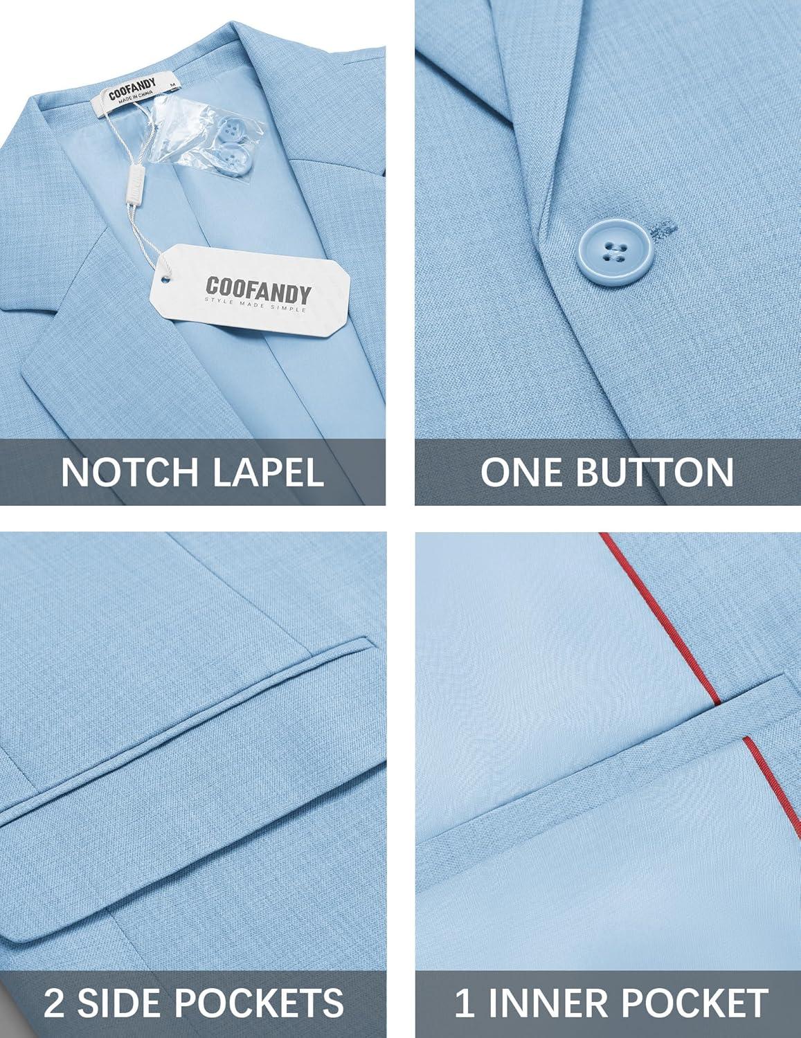 imageCOOFANDY Mens Casual Blazer Suit Jackets One Button Sport Coats Lightweight Business Sports JacketsLight Blue