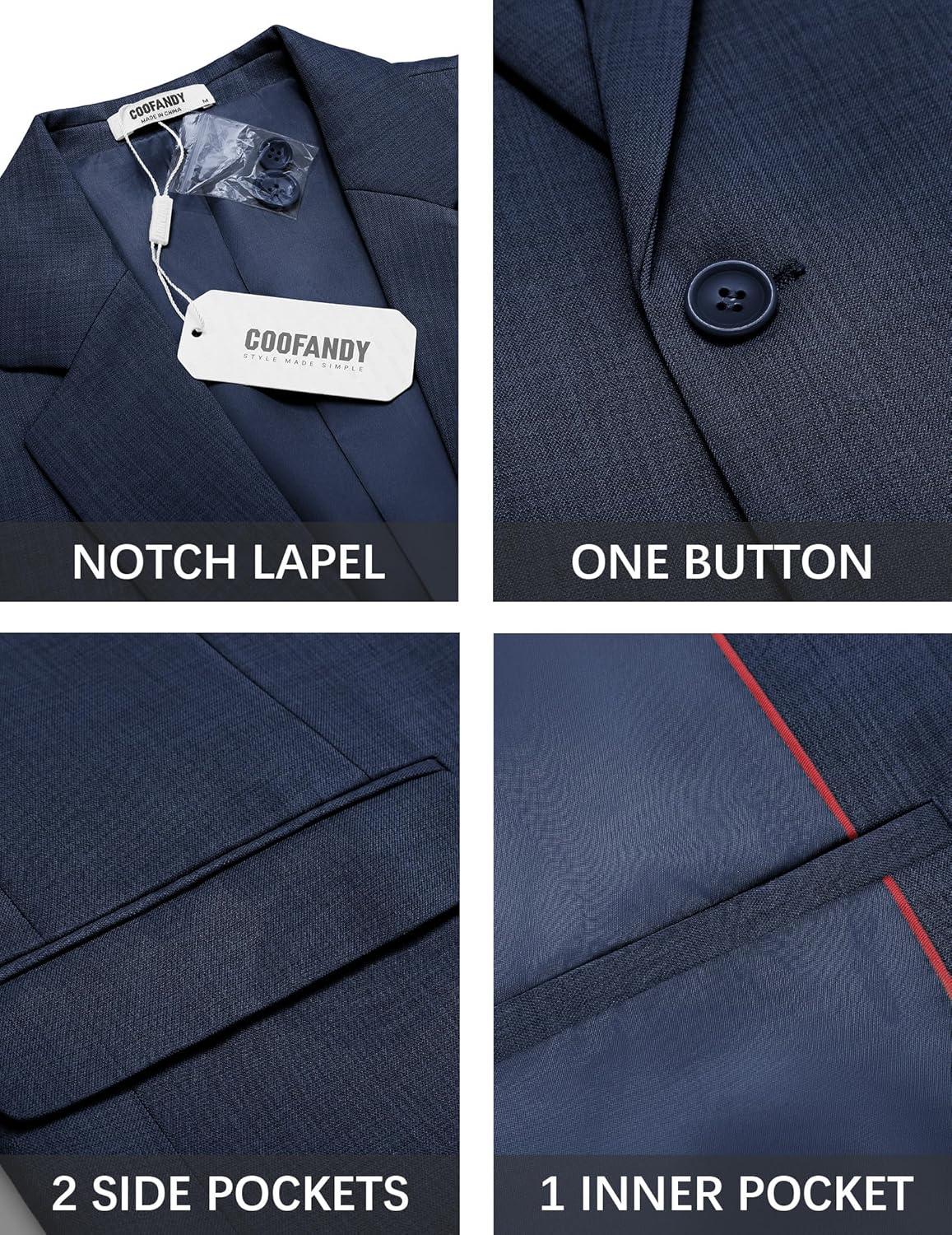 imageCOOFANDY Mens Casual Blazer Suit Jackets One Button Sport Coats Lightweight Business Sports JacketsNavy Blue
