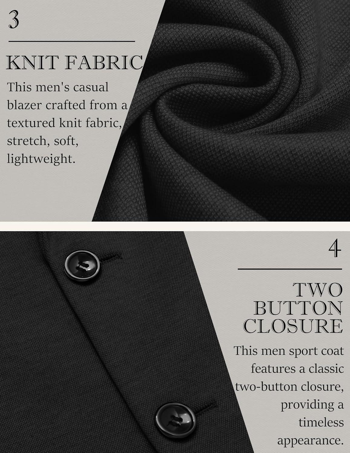 imageCOOFANDY Mens Casual Knit Blazer Slim Fit Lightweight Sport Coat Stretch Two Button Suit JacketBlack
