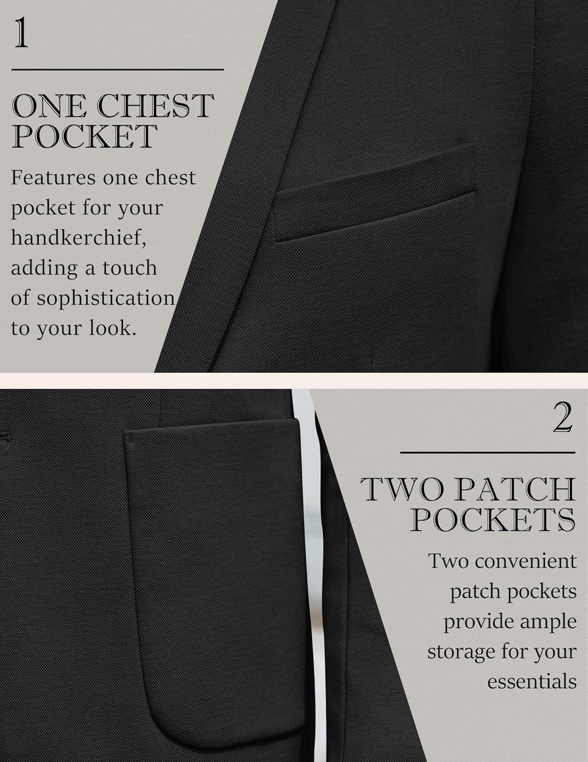imageCOOFANDY Mens Casual Knit Blazer Slim Fit Lightweight Sport Coat Stretch Two Button Suit JacketBlack