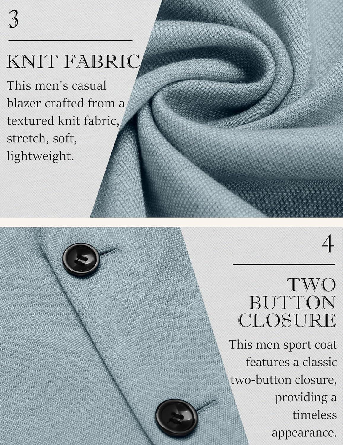 imageCOOFANDY Mens Casual Knit Blazer Slim Fit Lightweight Sport Coat Stretch Two Button Suit JacketLight Blue