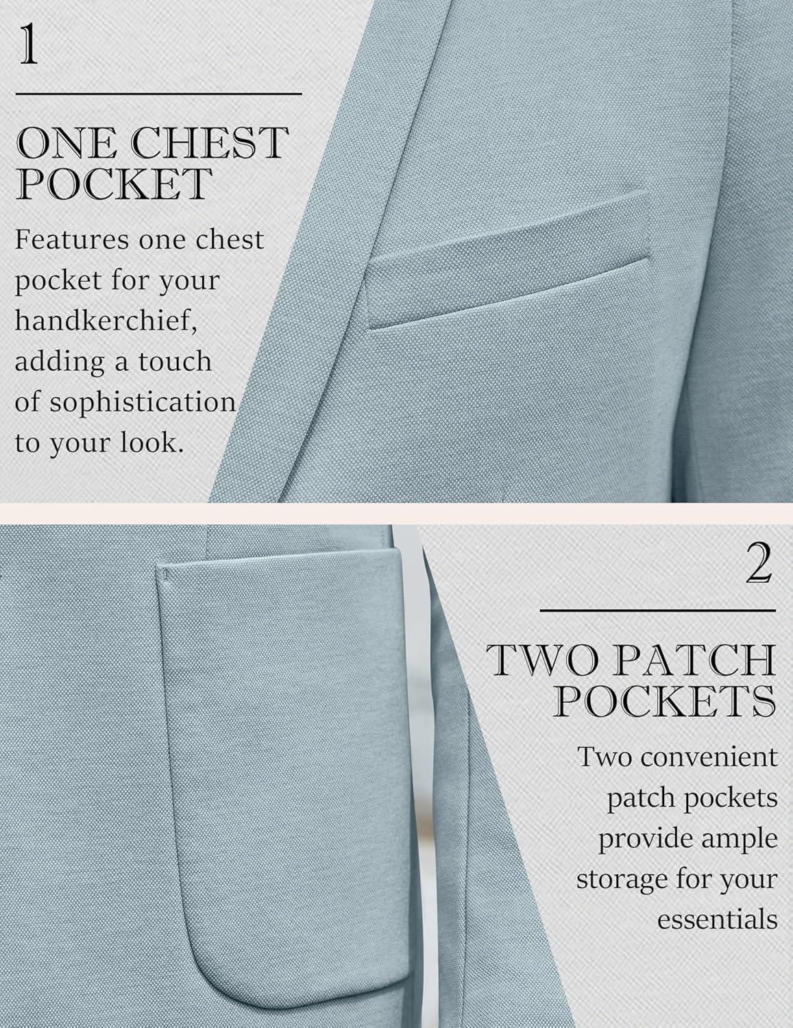 imageCOOFANDY Mens Casual Knit Blazer Slim Fit Lightweight Sport Coat Stretch Two Button Suit JacketLight Blue