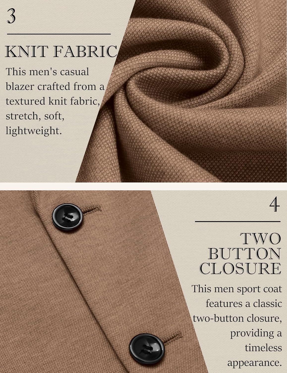imageCOOFANDY Mens Casual Knit Blazer Slim Fit Lightweight Sport Coat Stretch Two Button Suit JacketLight Brown