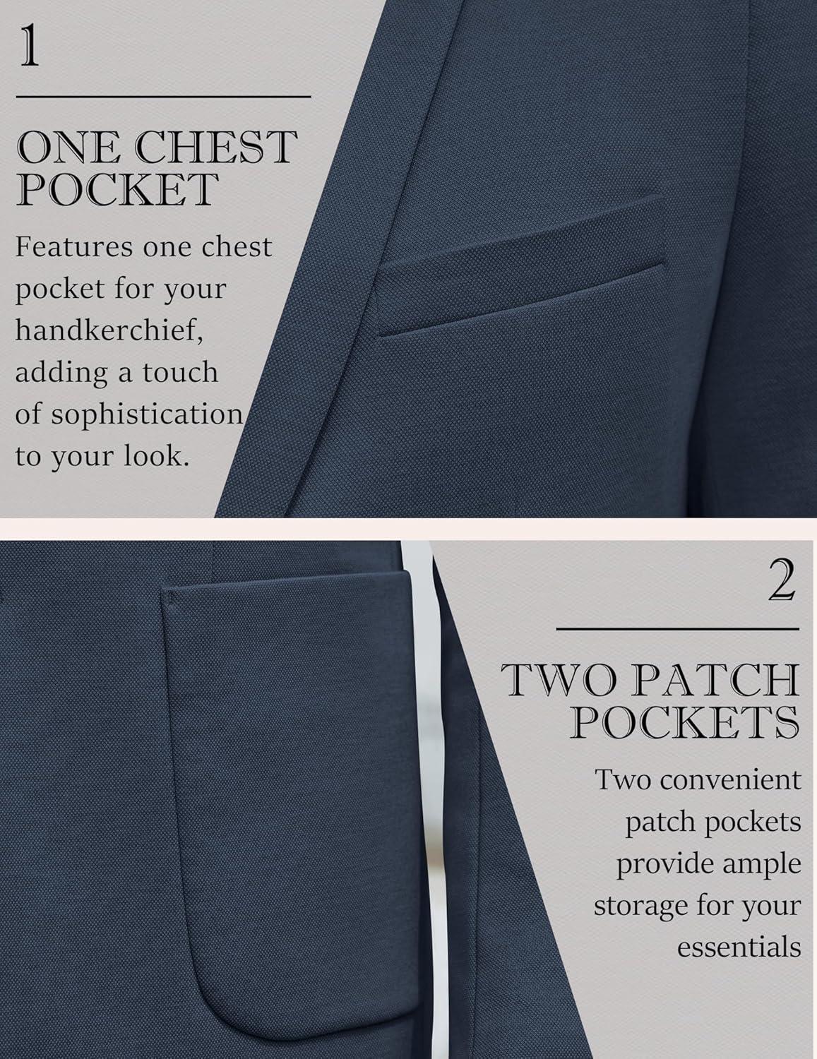 imageCOOFANDY Mens Casual Knit Blazer Slim Fit Lightweight Sport Coat Stretch Two Button Suit JacketNavy Blue